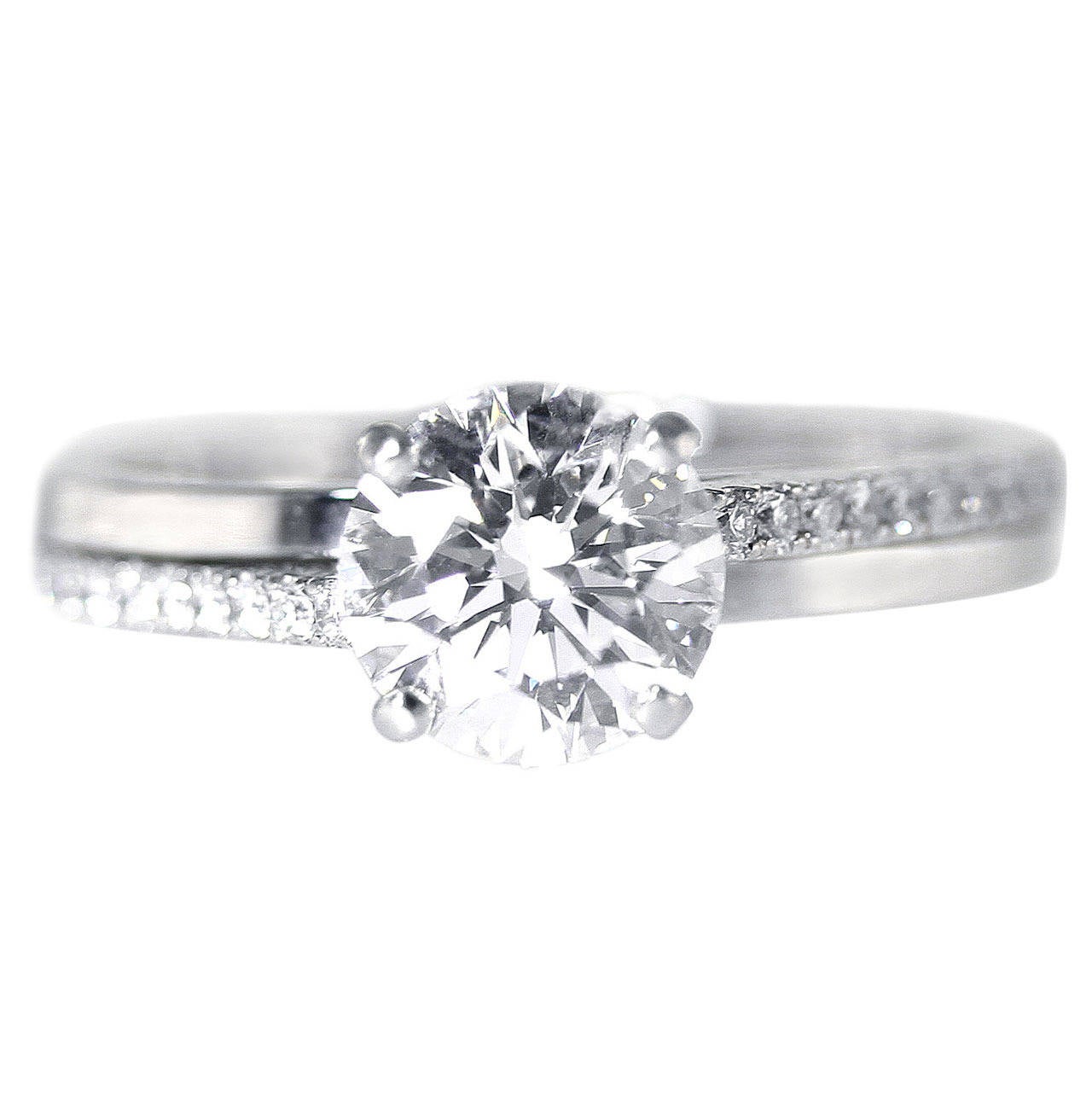 DeBeers Diamond Platinum Engagement Ring For Sale