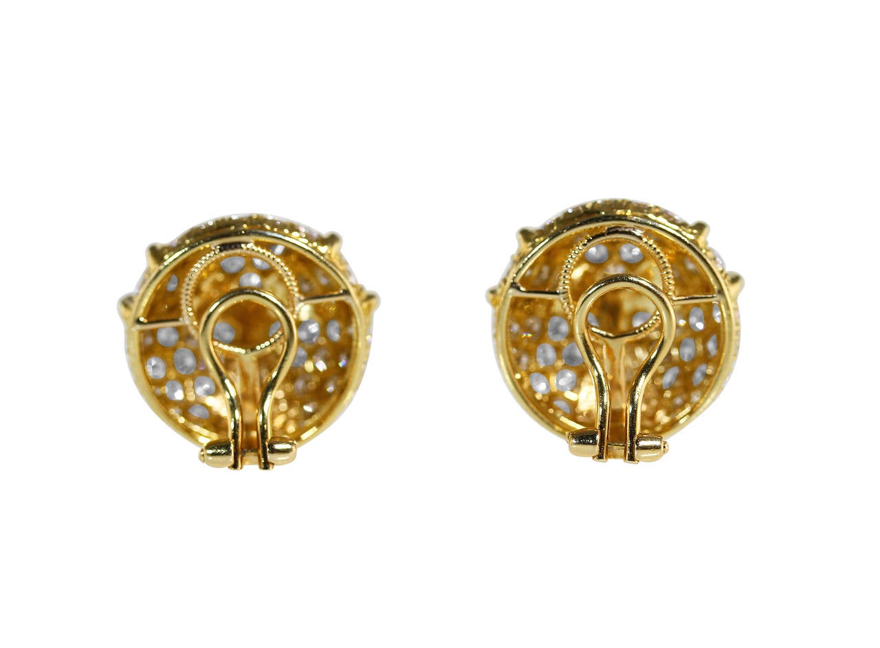 Modern Harry Winston Diamond Gold Bombe Earclips