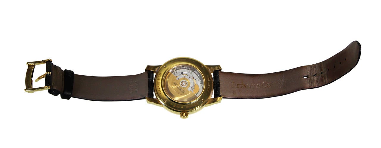 Tiffany & Co. Yellow Gold Atlas Automatic Wristwatch In Excellent Condition In Atlanta, GA
