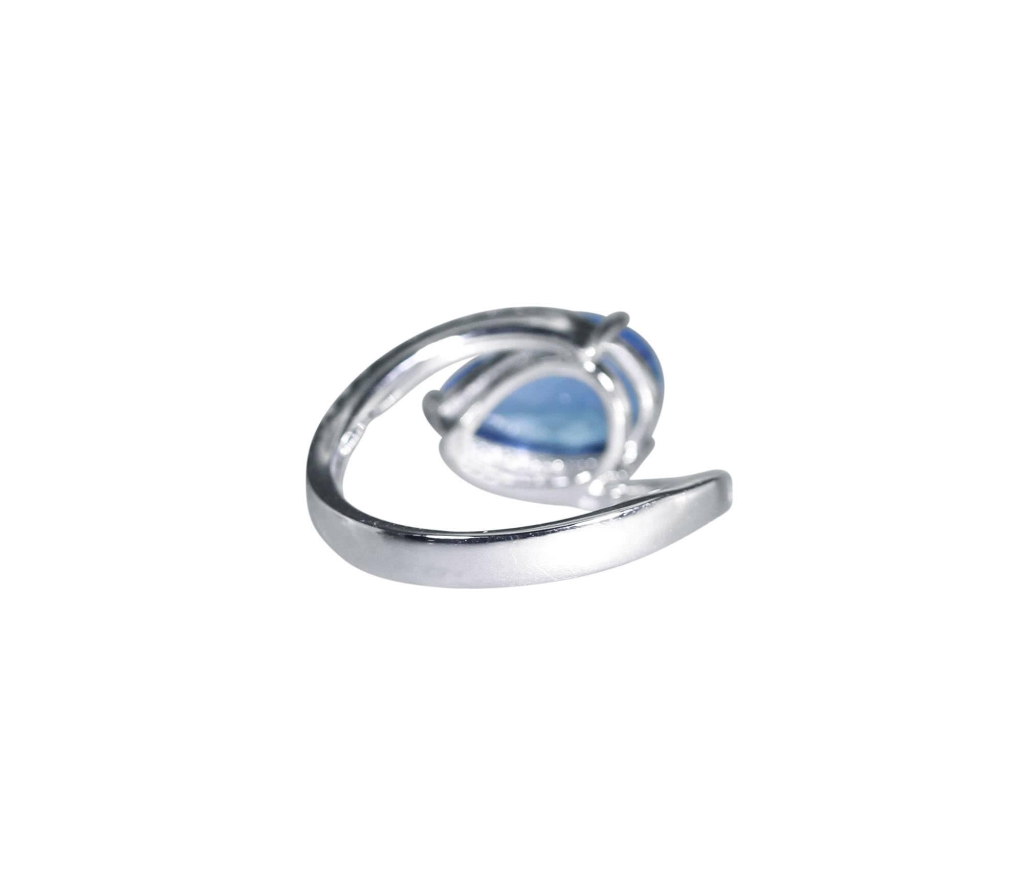 Women's Aquamarine Diamond Gold Ring