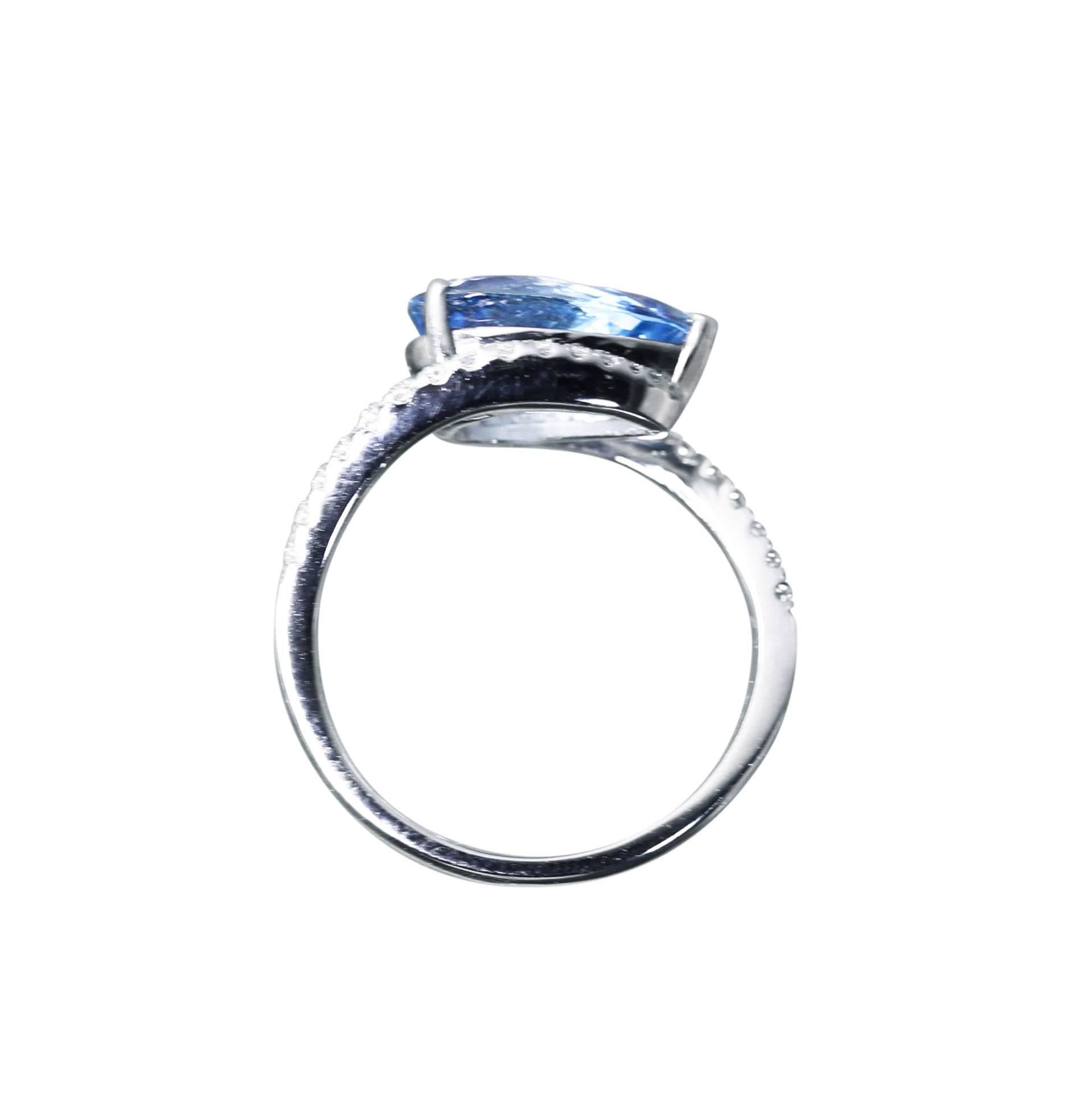 Aquamarine Diamond Gold Ring 1