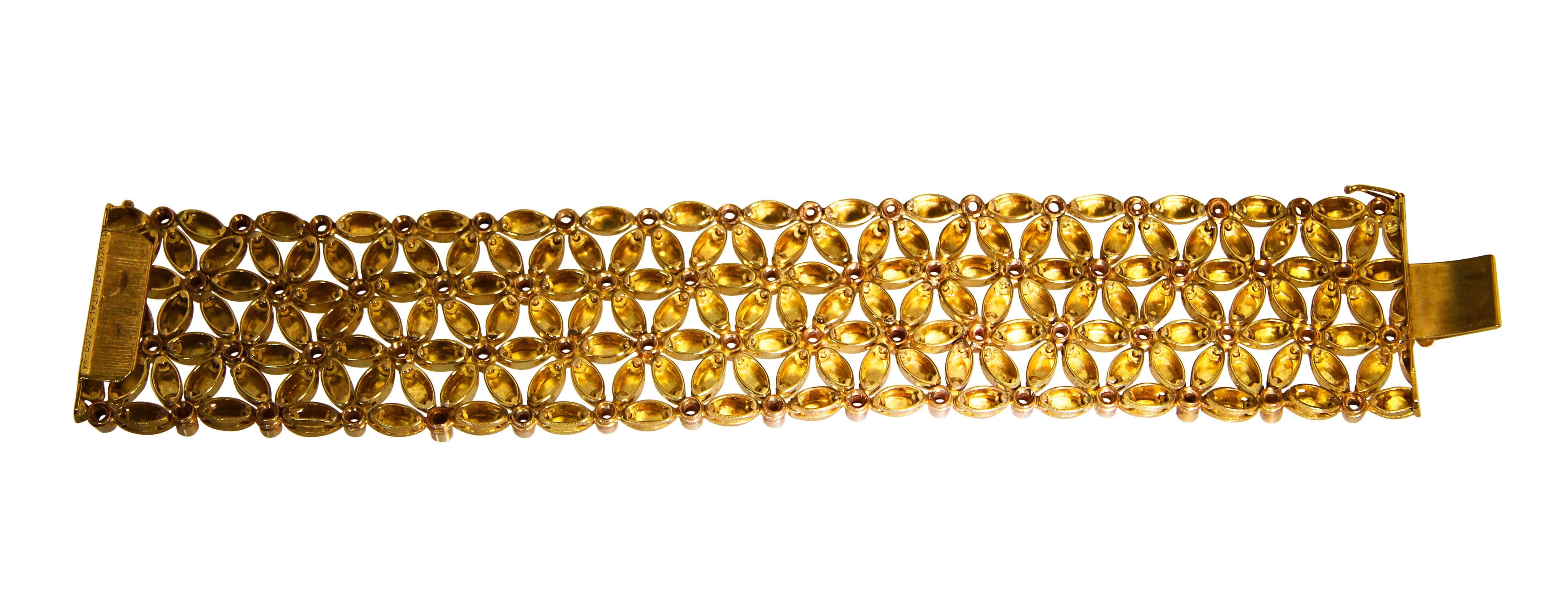 Women's or Men's Buccellati Diamond Gold Wide Link Bracelet