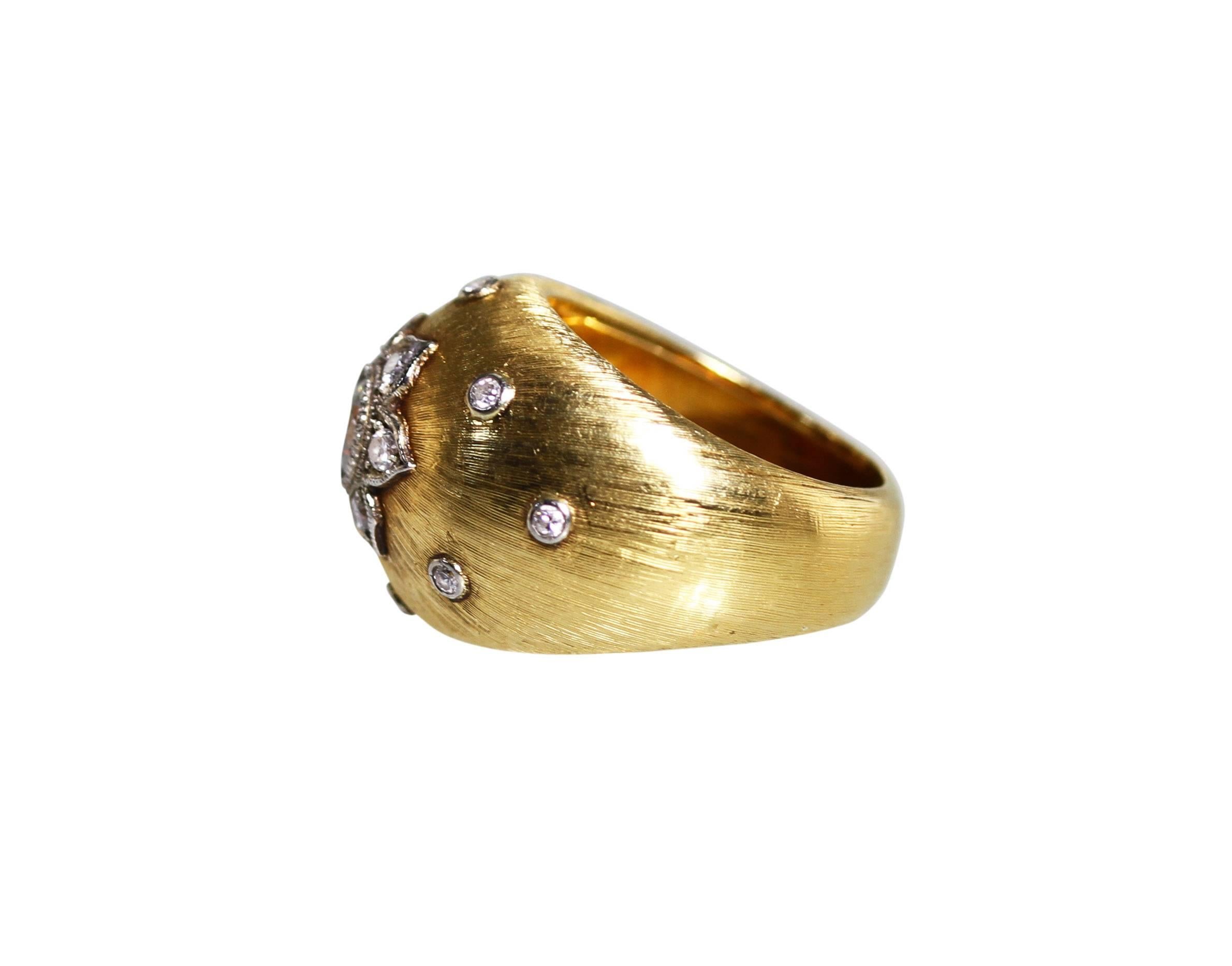 1940s Buccellati Diamond Two Color Gold Ring In Excellent Condition In Atlanta, GA