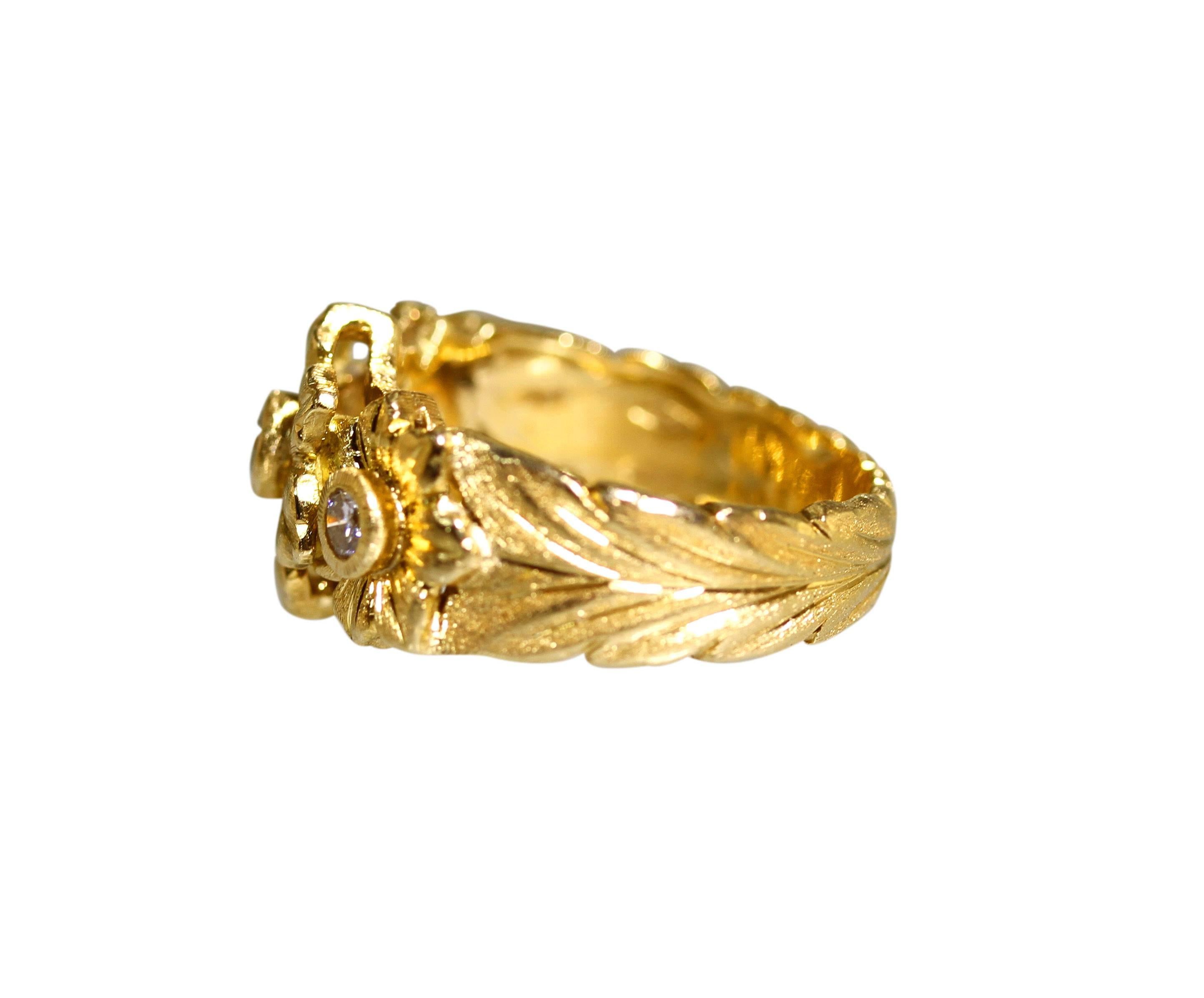 Buccellati Diamond Gold Flower Ring In Excellent Condition In Atlanta, GA