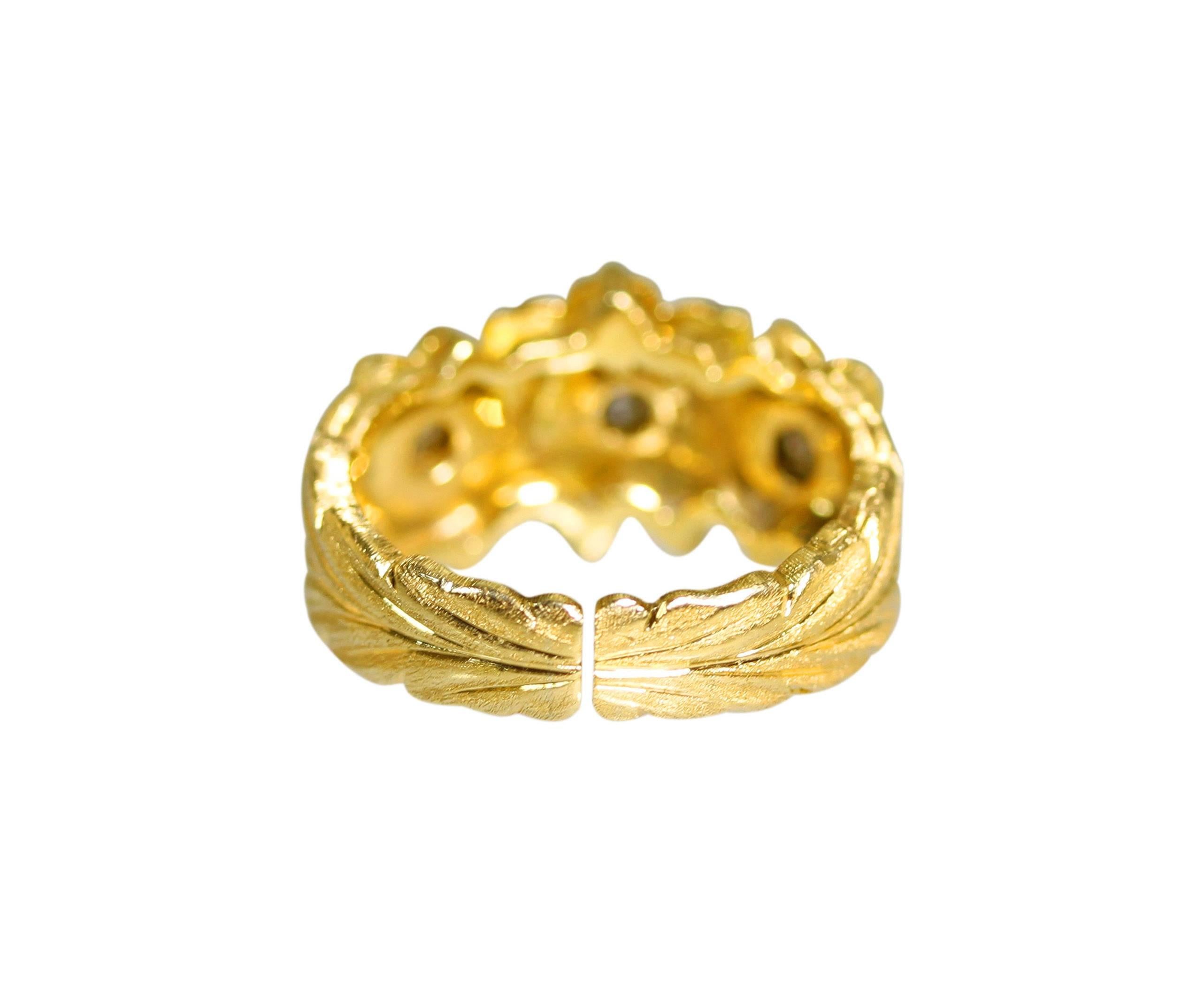 Women's or Men's Buccellati Diamond Gold Flower Ring