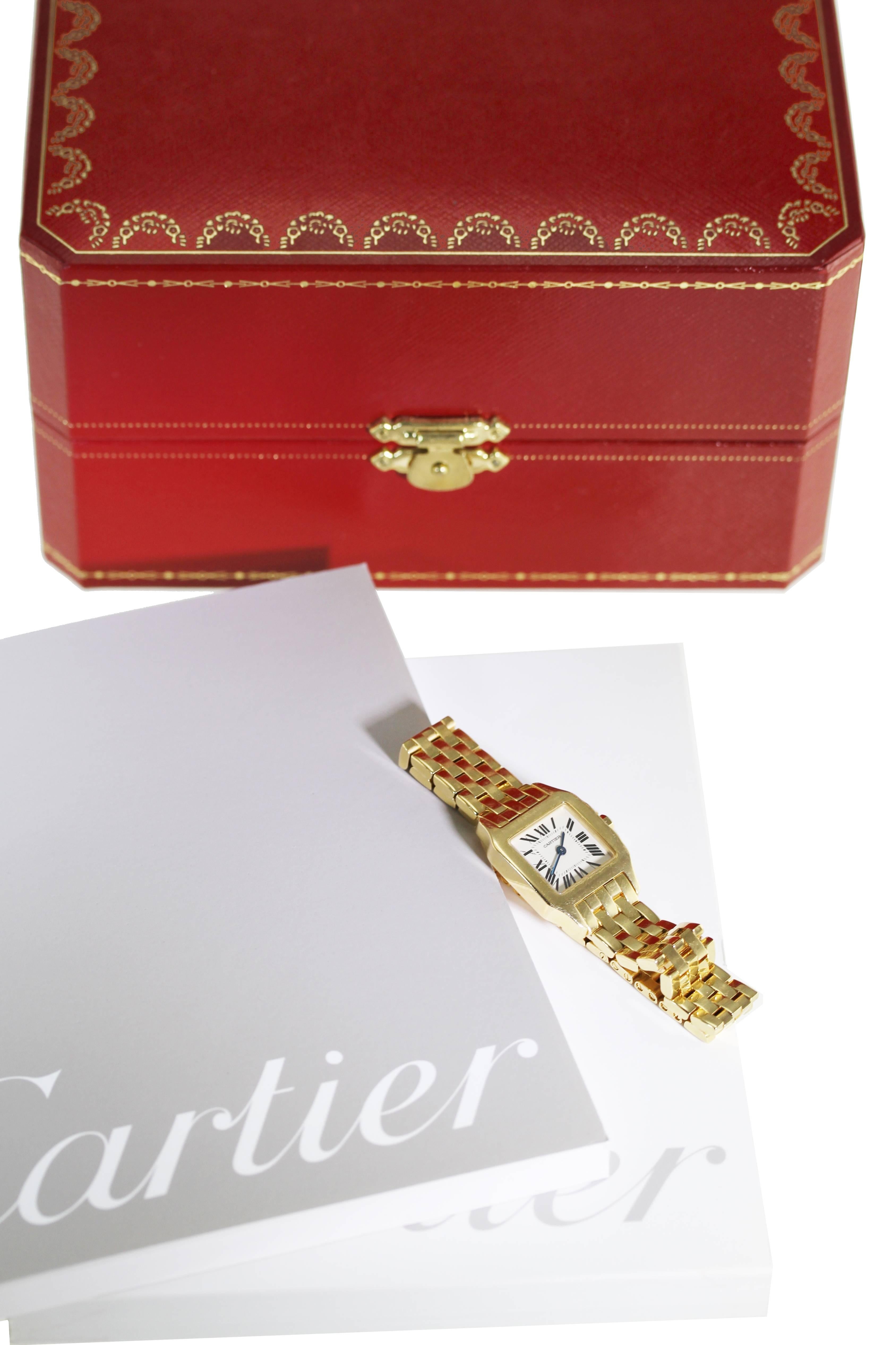 Cartier Ladies Yellow Gold Santos Demoiselle Quartz Wristwatch In Excellent Condition For Sale In Atlanta, GA