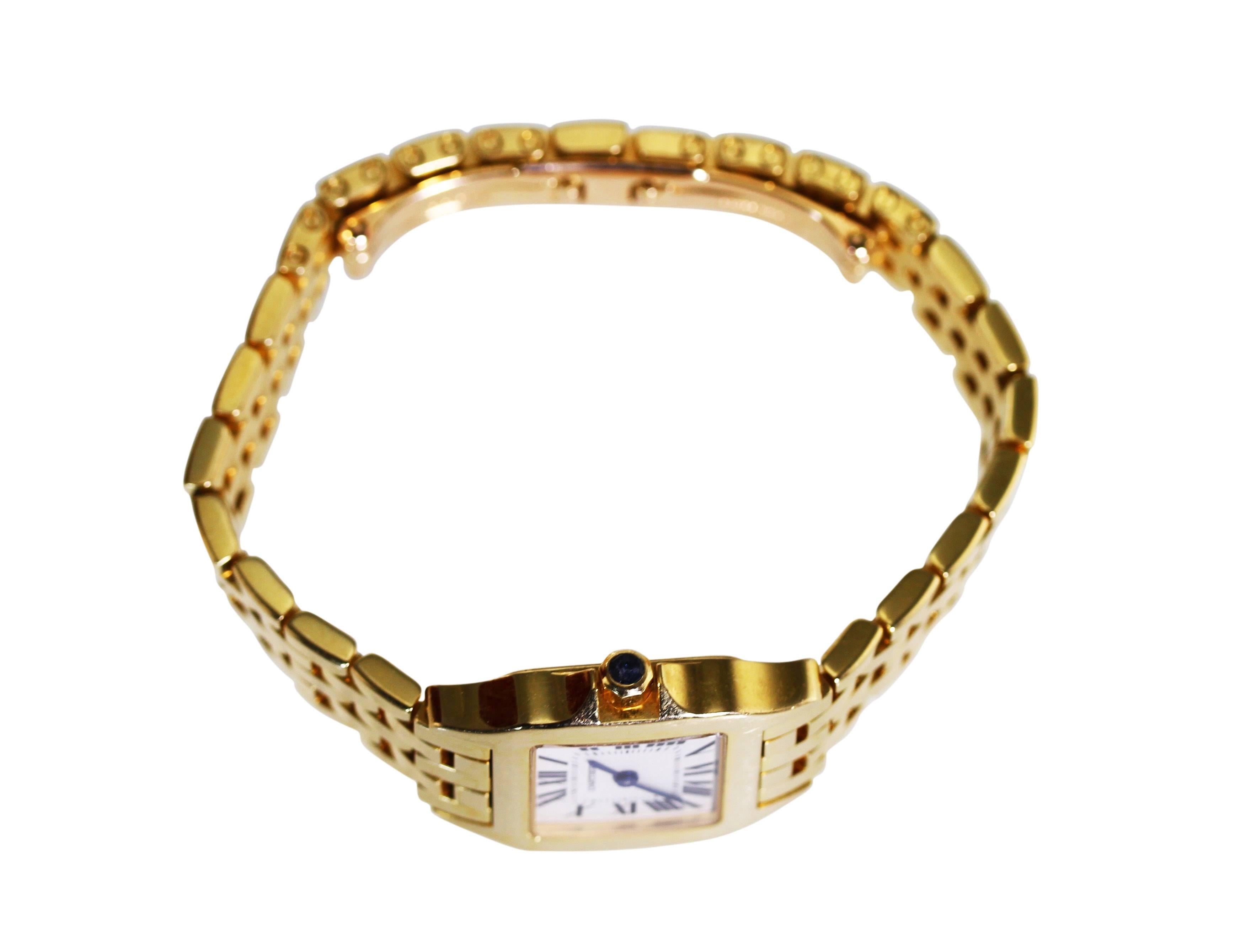 Cartier Ladies Yellow Gold Santos Demoiselle Quartz Wristwatch For Sale 1