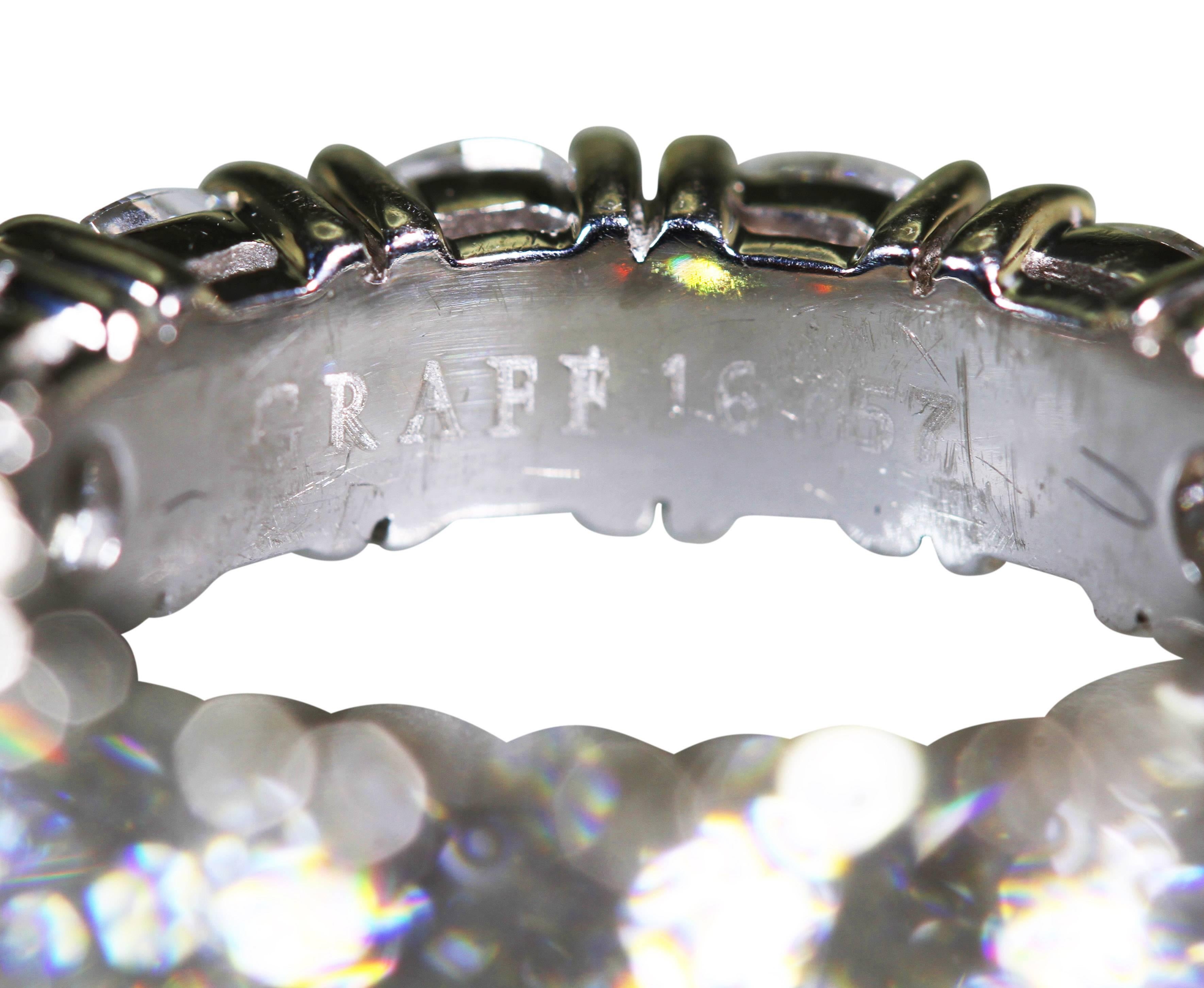 Women's or Men's Graff 7.44 Carat Diamond Platinum Eternity Band Ring
