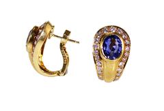 Cartier Sapphire Diamond Gold Earclips