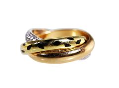 Cartier Diamant Tricolor Gold Trinity Bandring mit Panther Spots