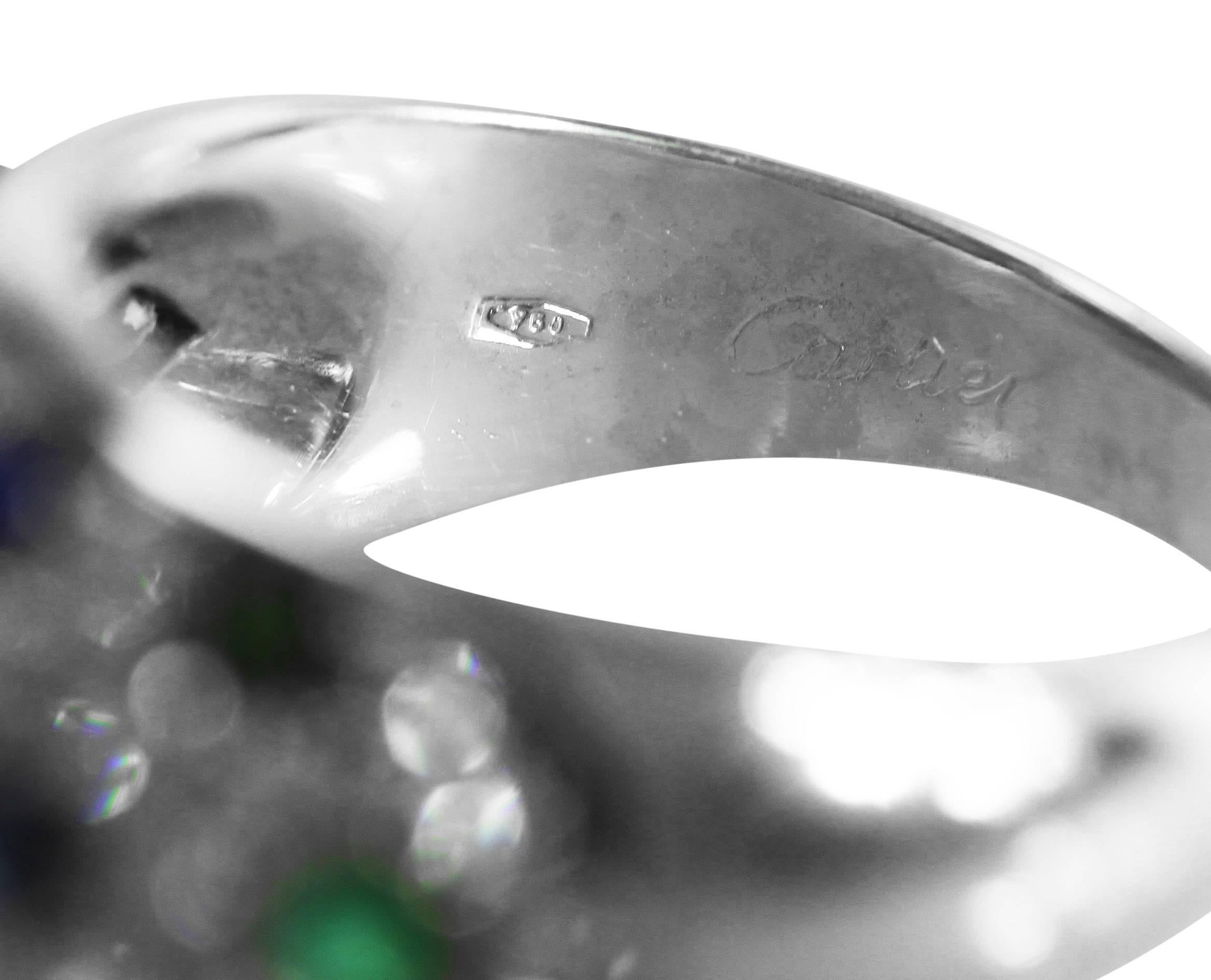 Cartier Emerald Sapphire Diamond Gold Ring 3