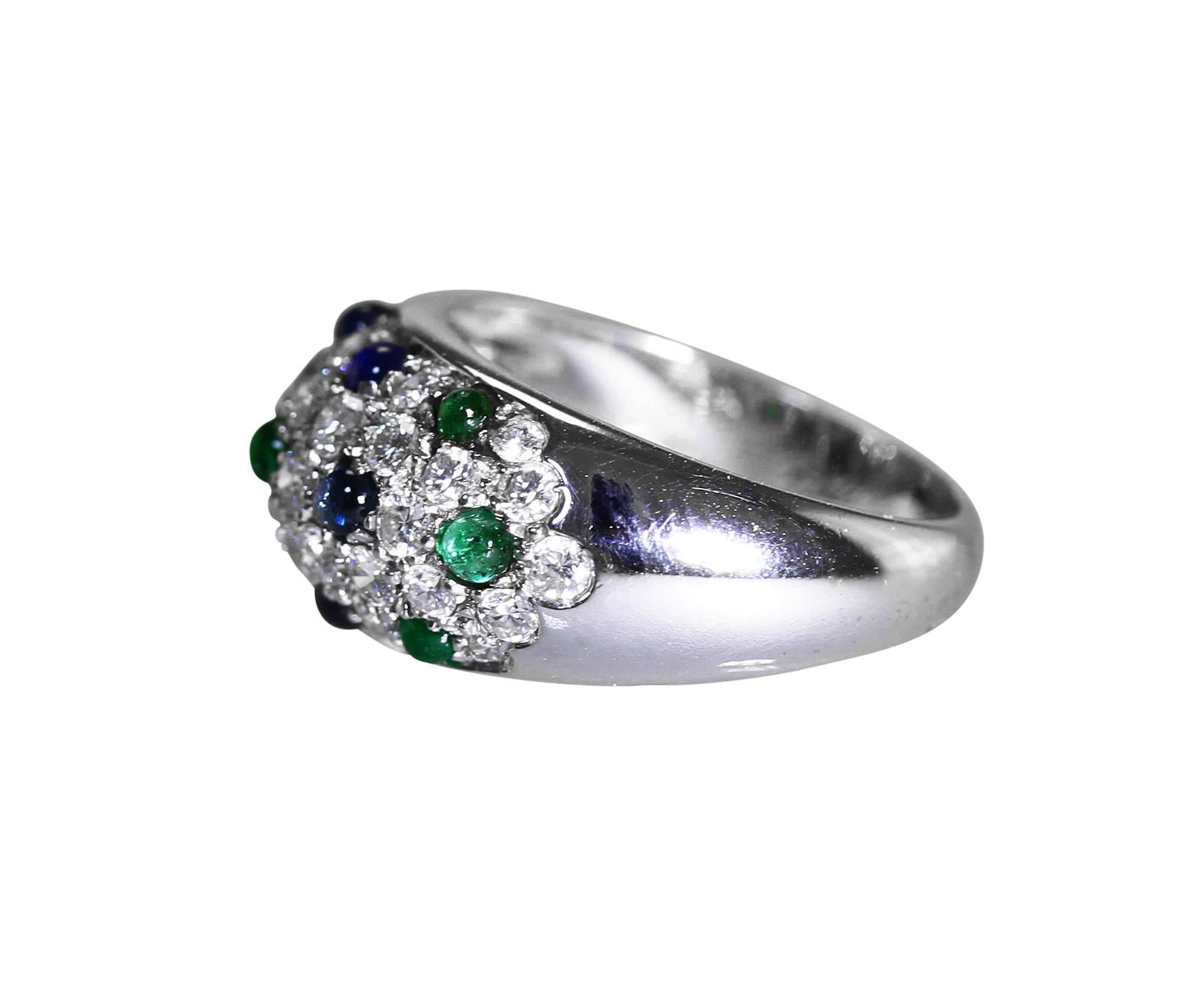 Cartier Emerald Sapphire Diamond Gold Ring In Excellent Condition In Atlanta, GA