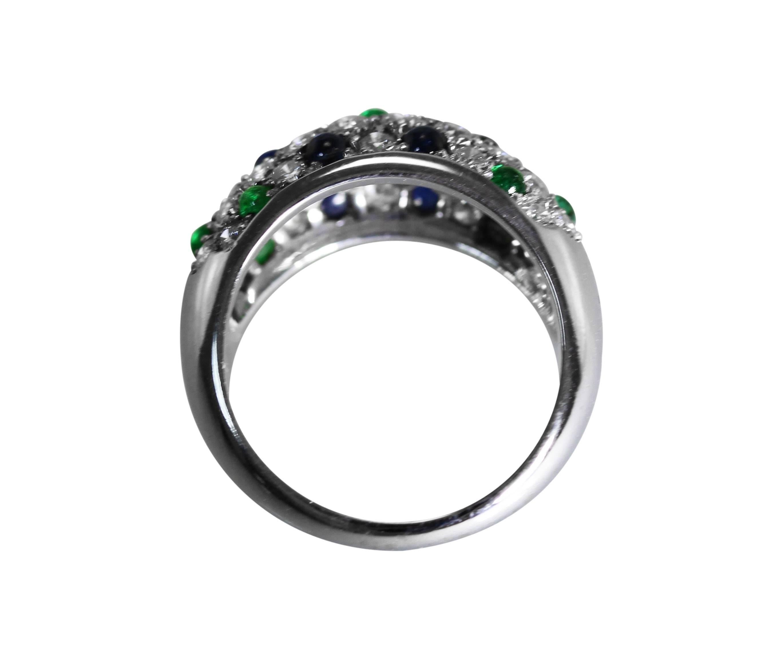 Cartier Emerald Sapphire Diamond Gold Ring 1