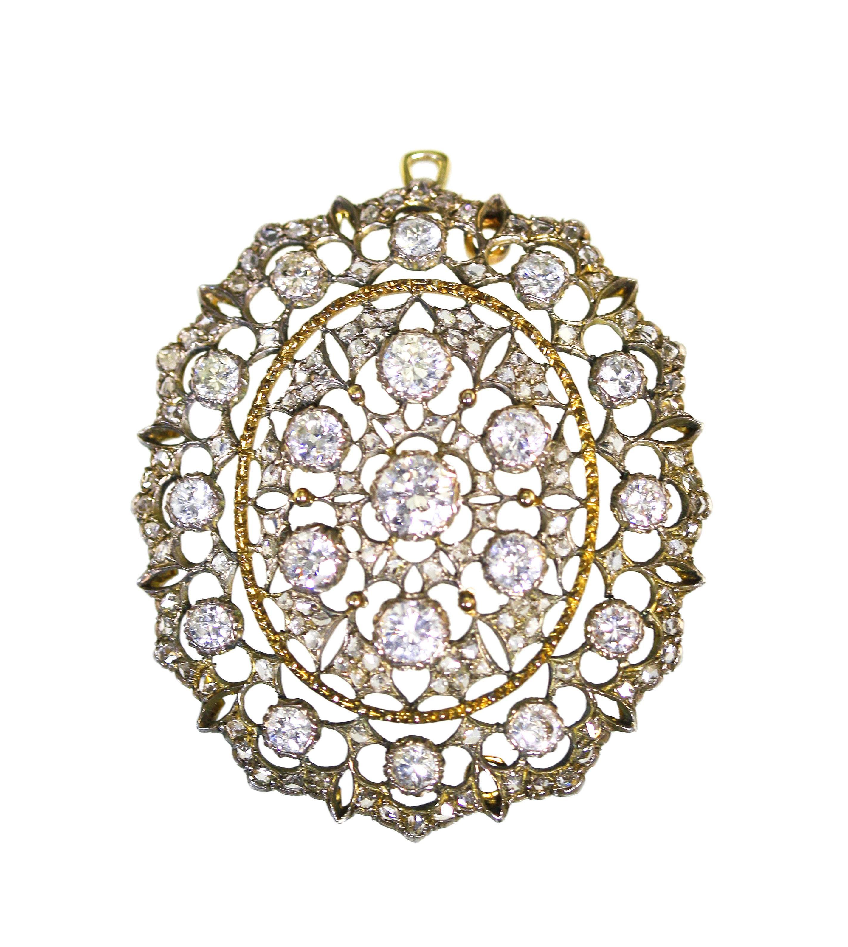 Women's or Men's 1930s Mario Buccellati Diamond Gold Silver Brooch