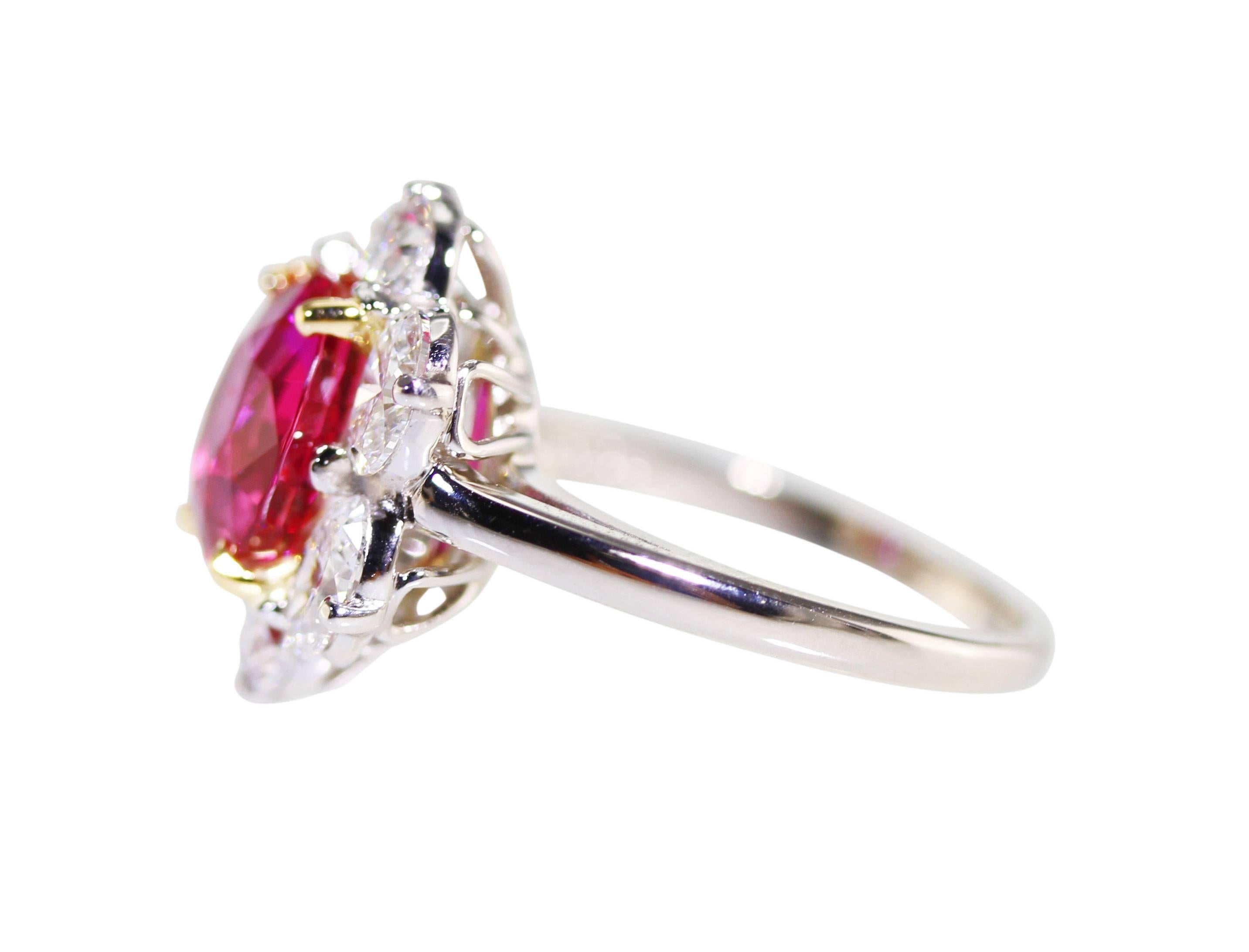 Oscar Heyman & Brothers Pink Sapphire Diamond Gold Ring In Excellent Condition In Atlanta, GA