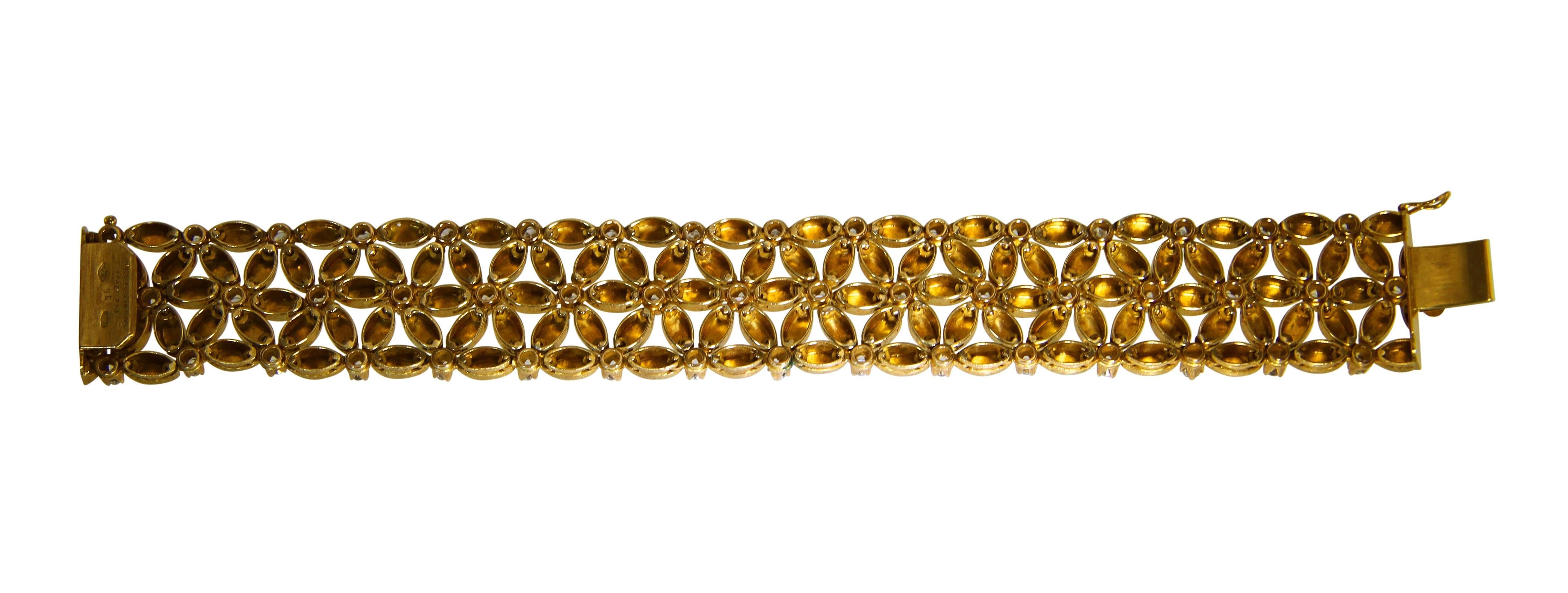 Women's or Men's Beautiful 1960s Buccellati Diamond Gold Link Bracelet