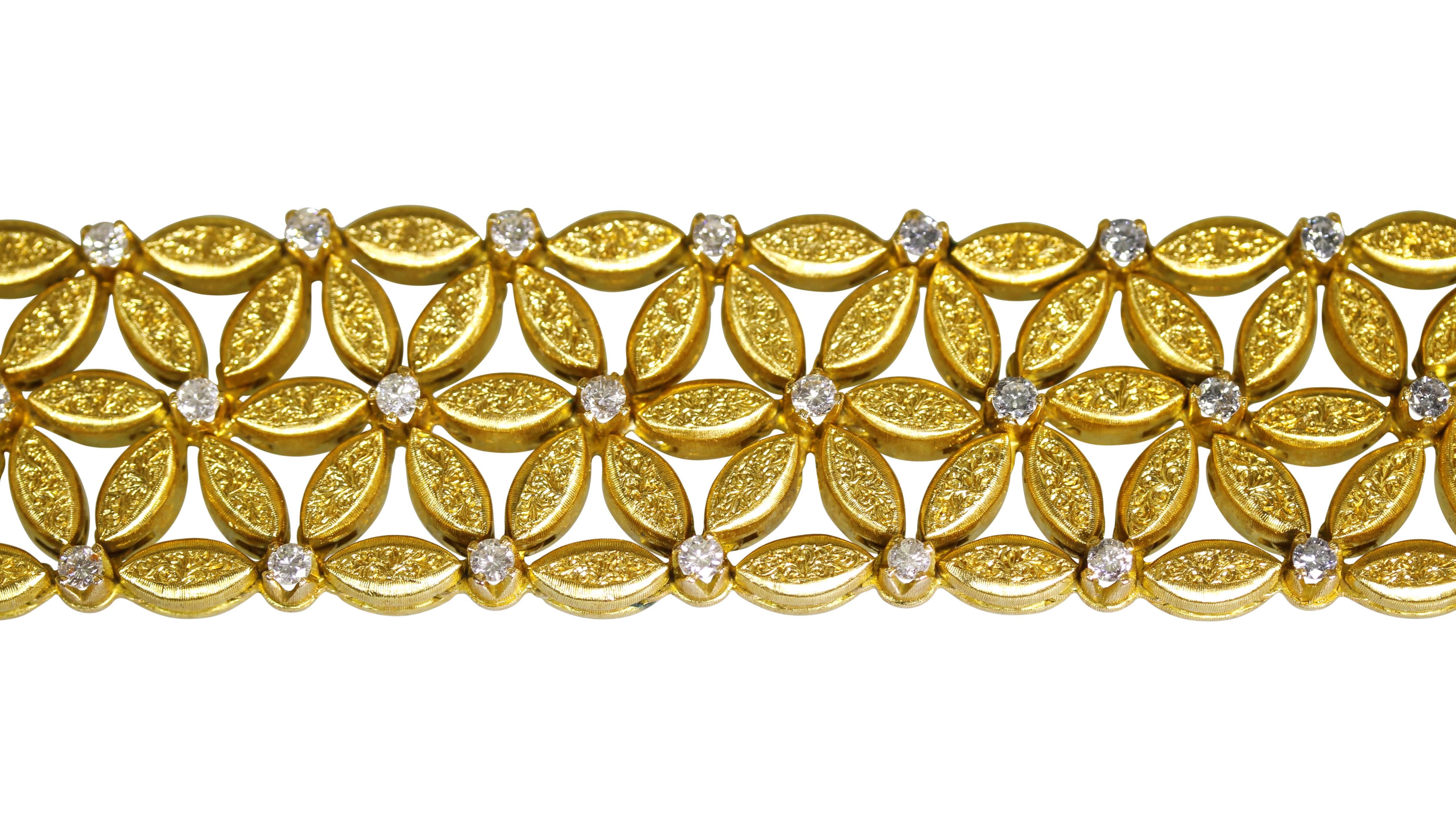 Beautiful 1960s Buccellati Diamond Gold Link Bracelet 1