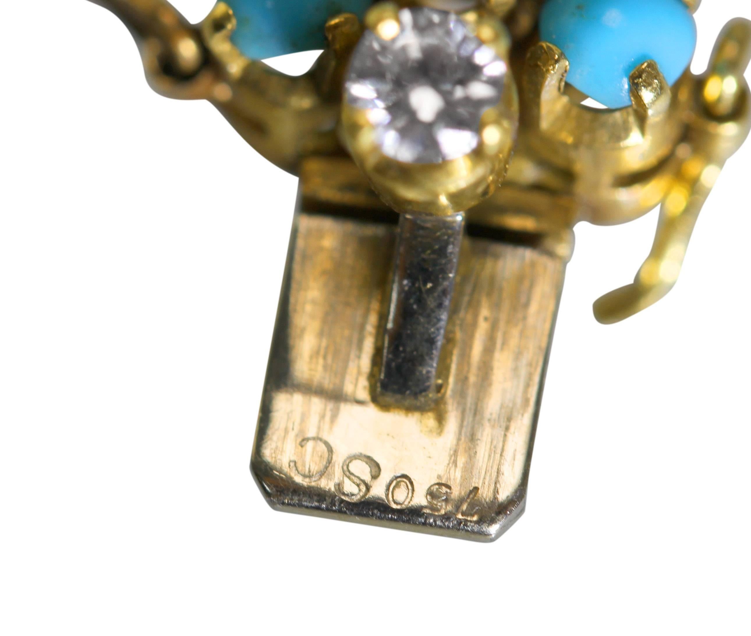 1970s Bulgari Turquoise Diamond Gold Bracelet i 2