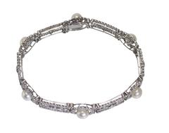 Belle Epoque GIA Cert Natural Pearl Diamond Platinum Bracelet