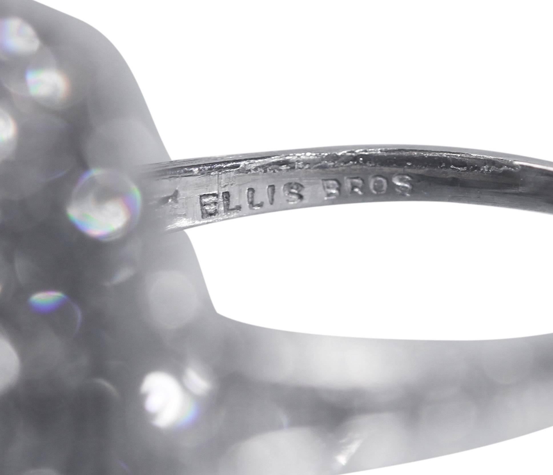 Art Deco Ellis Bros Diamond Platinum Ring In Excellent Condition In Atlanta, GA