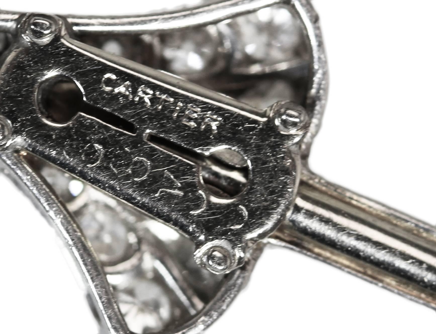 Women's or Men's Cartier Art Deco Sapphire Diamond Platinum Jabot Brooch