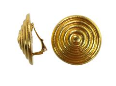 Lalaounis Yellow Gold Disc Earclips