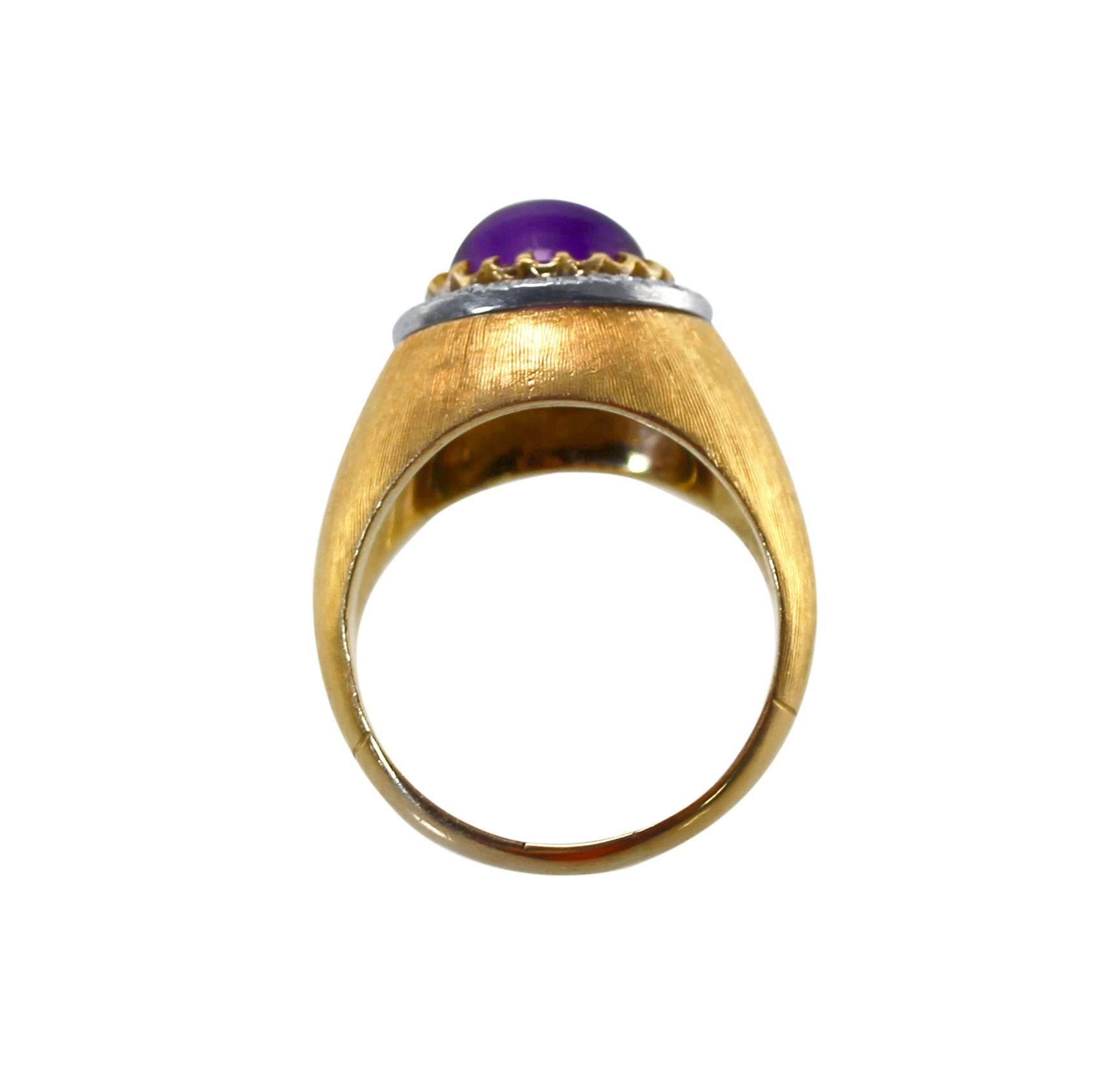 Sweet 1950s Mario Buccellati Amethyst Diamond  Gold Ring 1