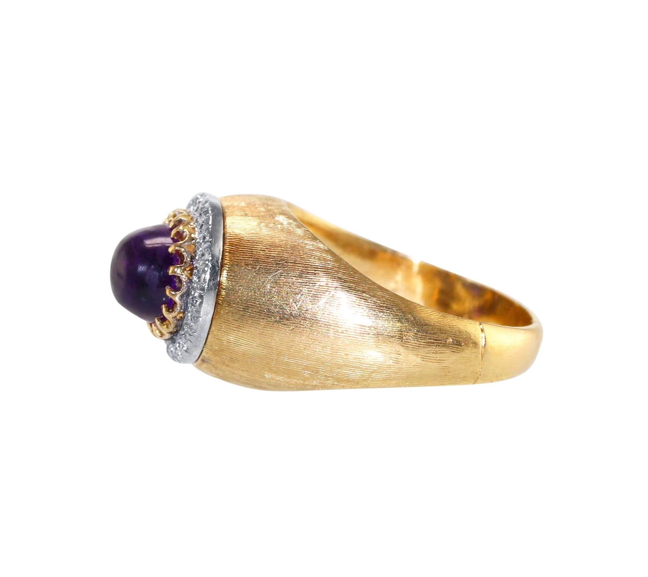 Sweet 1950s Mario Buccellati Amethyst Diamond  Gold Ring In Good Condition In Atlanta, GA