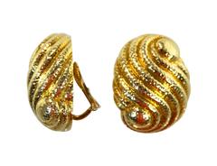 David Webb Gold Shell Earclips