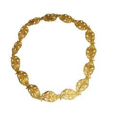 1960s Mario Buccellati Gold Foliate Necklace