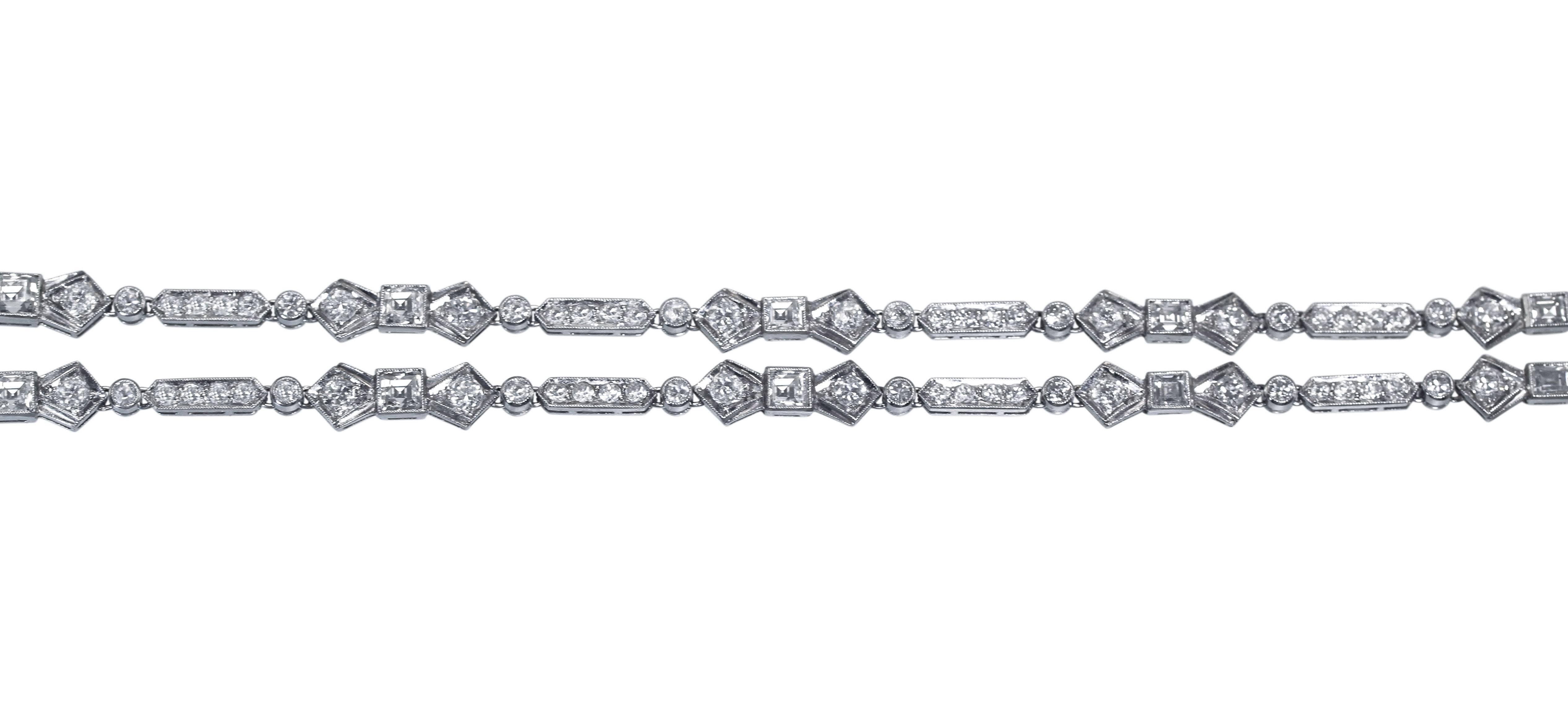 Women's or Men's Art Deco Diamond and Platinum Convertible Longchain Necklace
