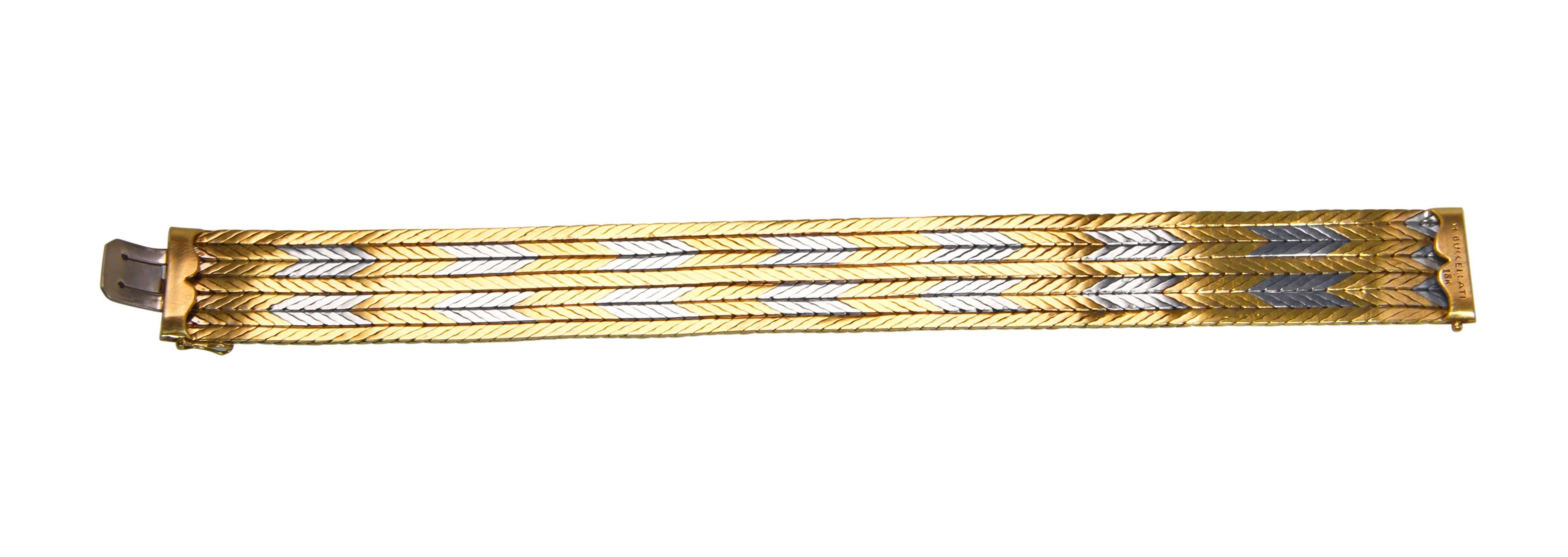 Women's or Men's Buccellati Two-Tone Gold Woven Bracelet