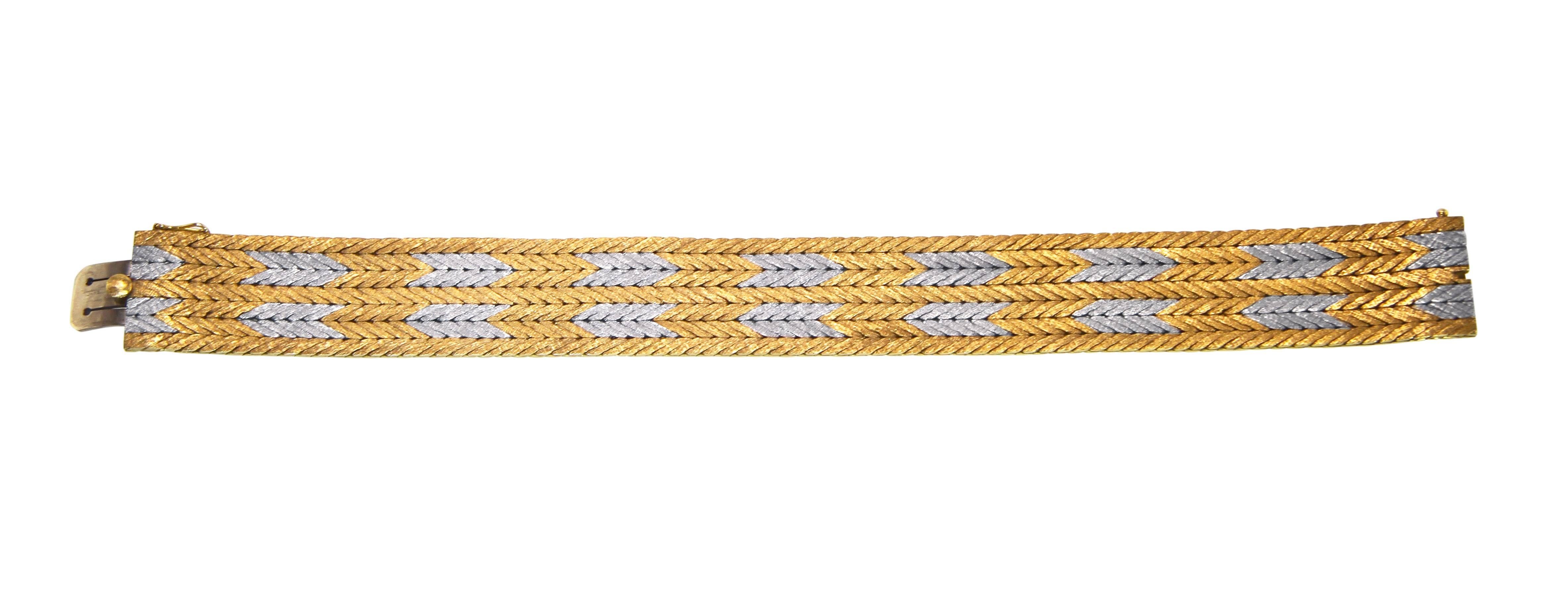 Buccellati Two-Tone Gold Woven Bracelet In Excellent Condition In Atlanta, GA