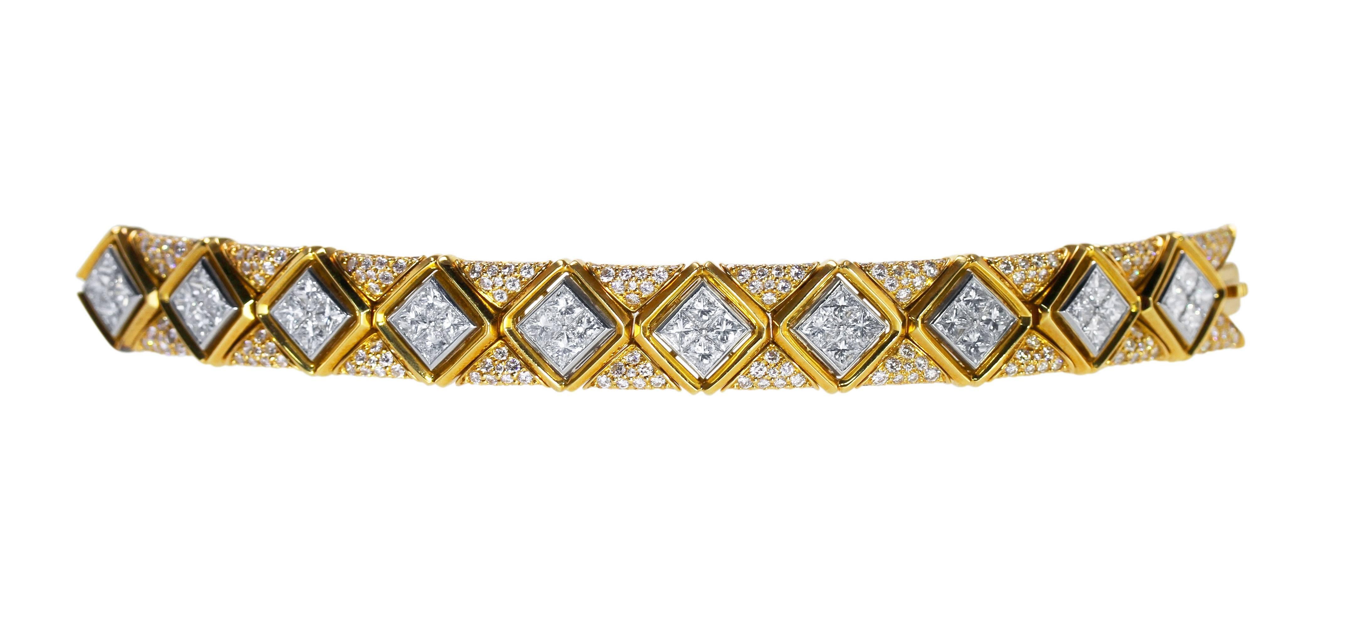 Bulgari Diamond Gold Platinum Bracelet In Excellent Condition In Atlanta, GA