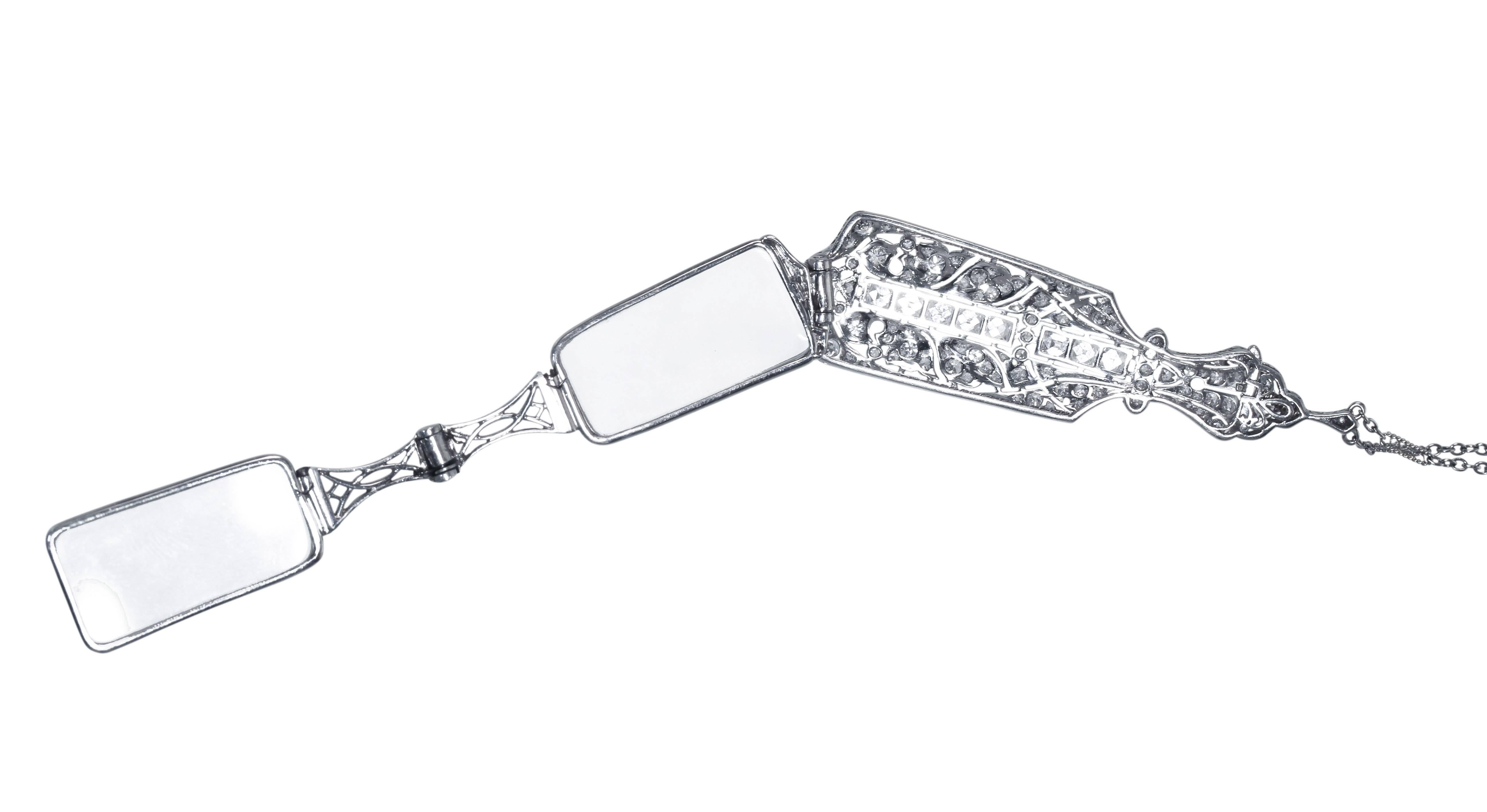 Art Deco Diamond and Platinum Lorgnette Longchain 2