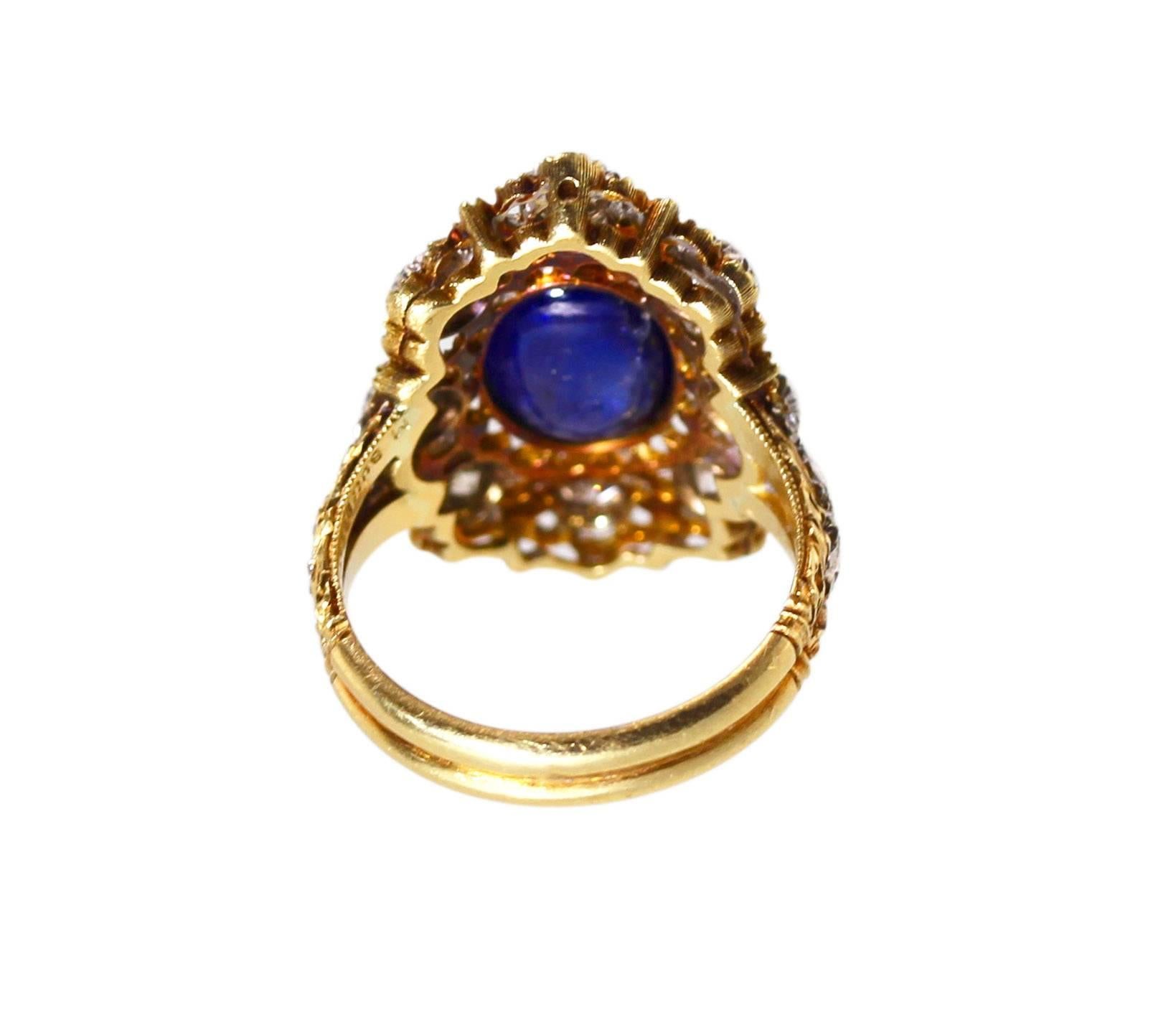 Women's or Men's 1950s Buccellati Sapphire and Diamond Ring For Sale