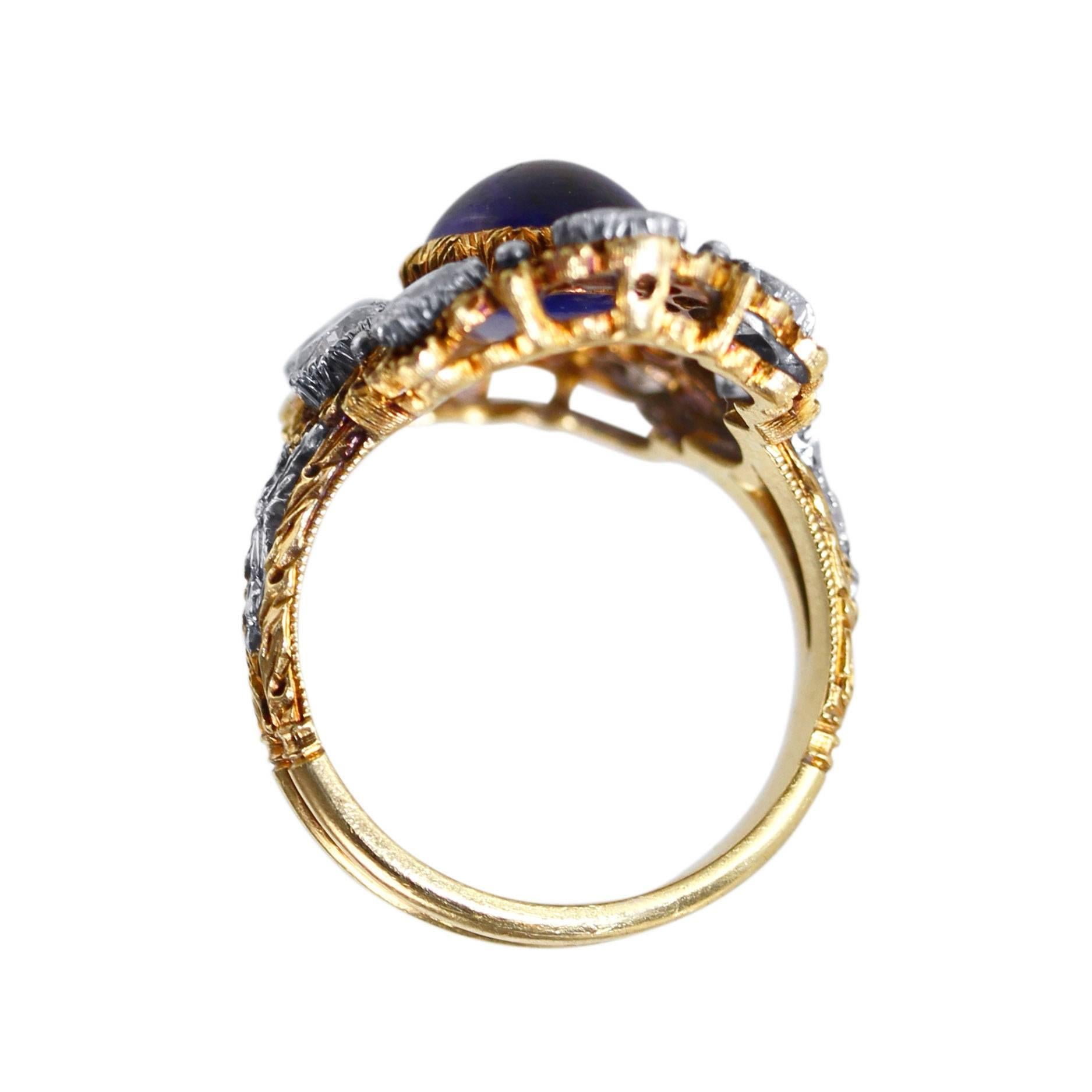 1950s Buccellati Sapphire and Diamond Ring For Sale 1