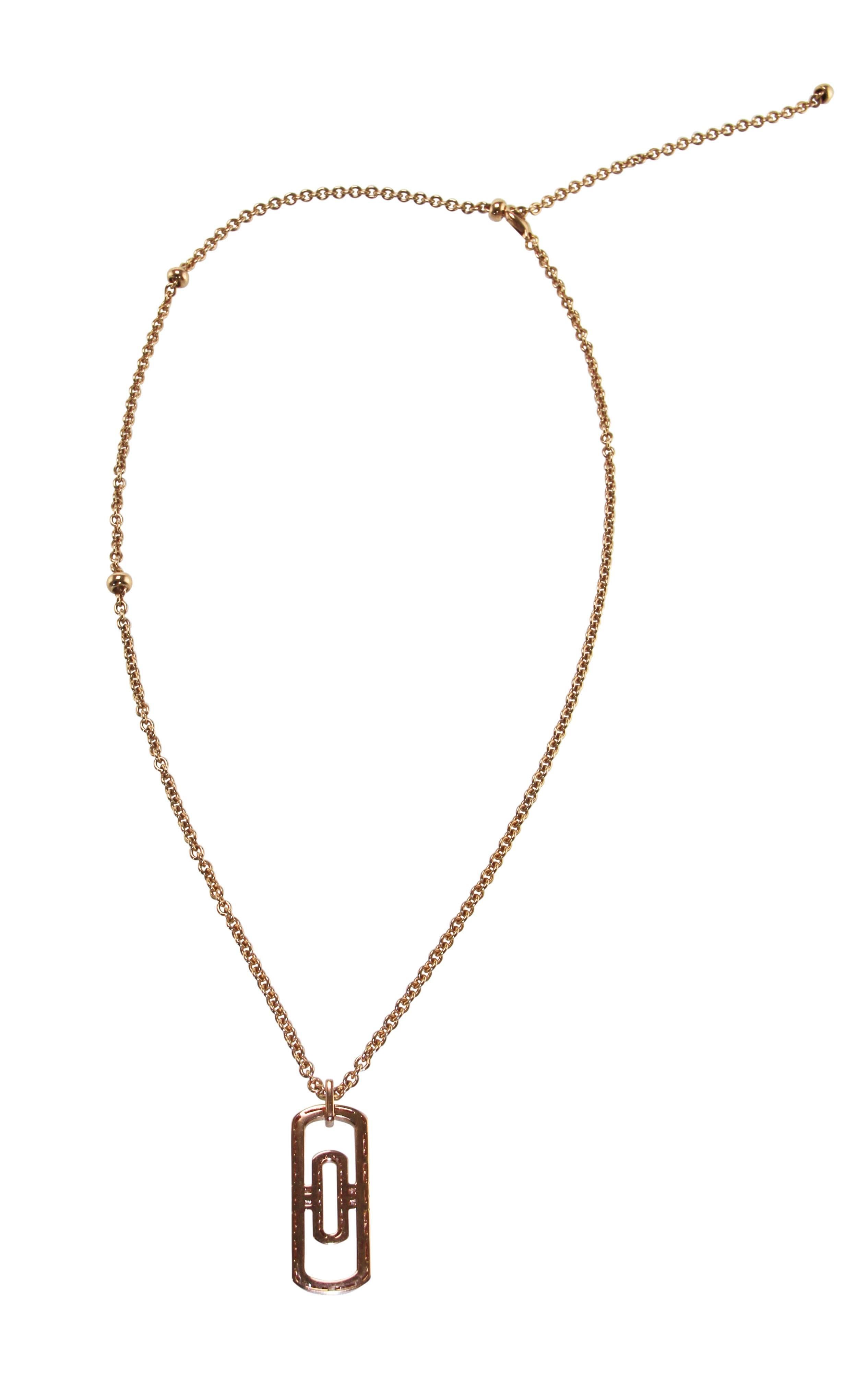 Women's or Men's Bulgari Diamond and Pink Gold 'Parentesi' Pendant Necklace Like New