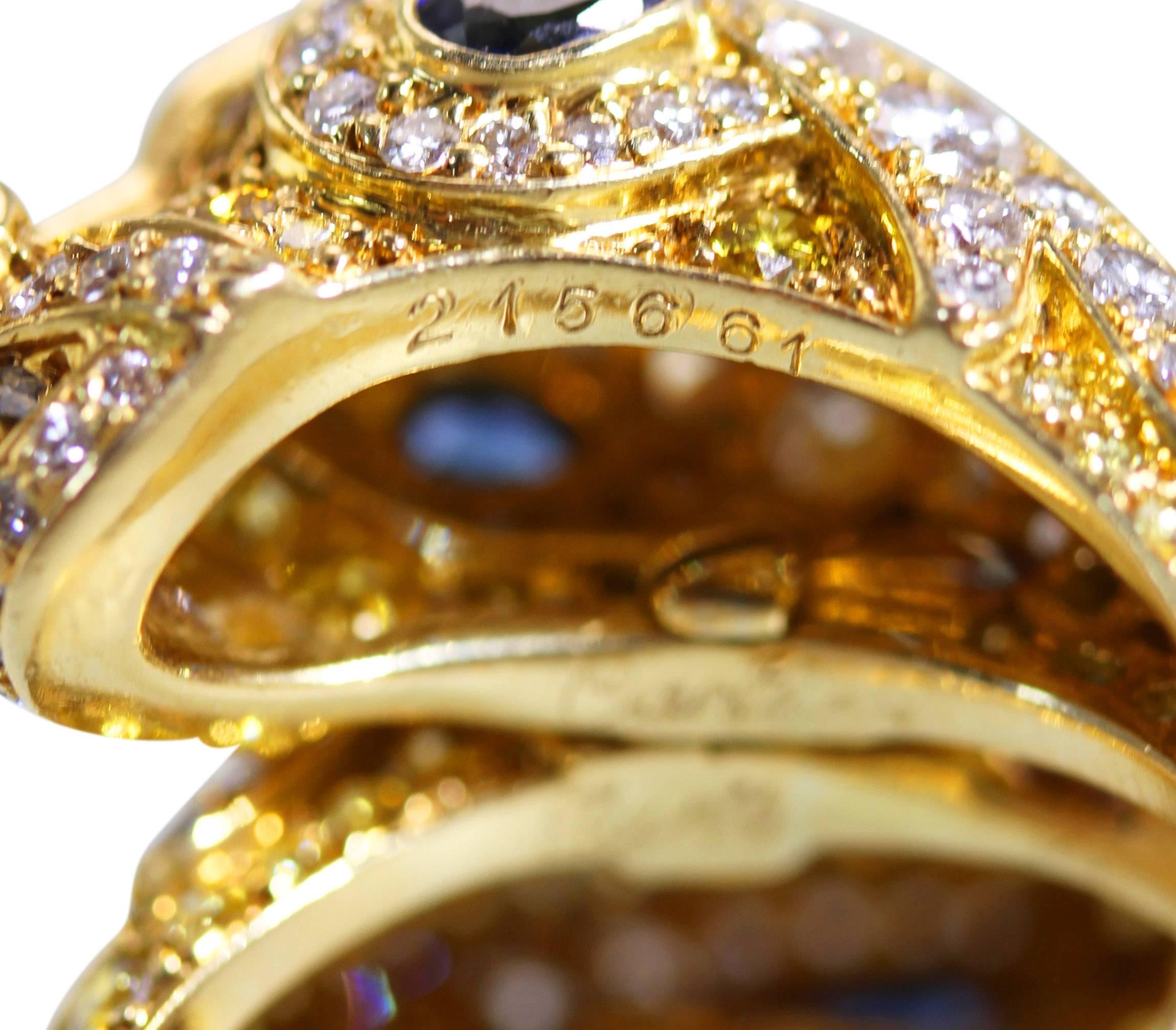 Cartier Paris Chimera Fancy Yellow Diamond Sapphire Gold Ring 4