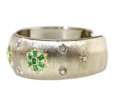 Vintage Buccellati Emerald, Diamond and Two-Tone Gold Bracelet