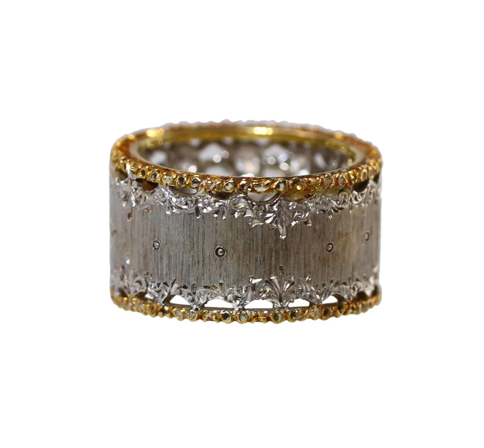 Buccellati Diamond Two Color Gold Ring In Excellent Condition In Atlanta, GA