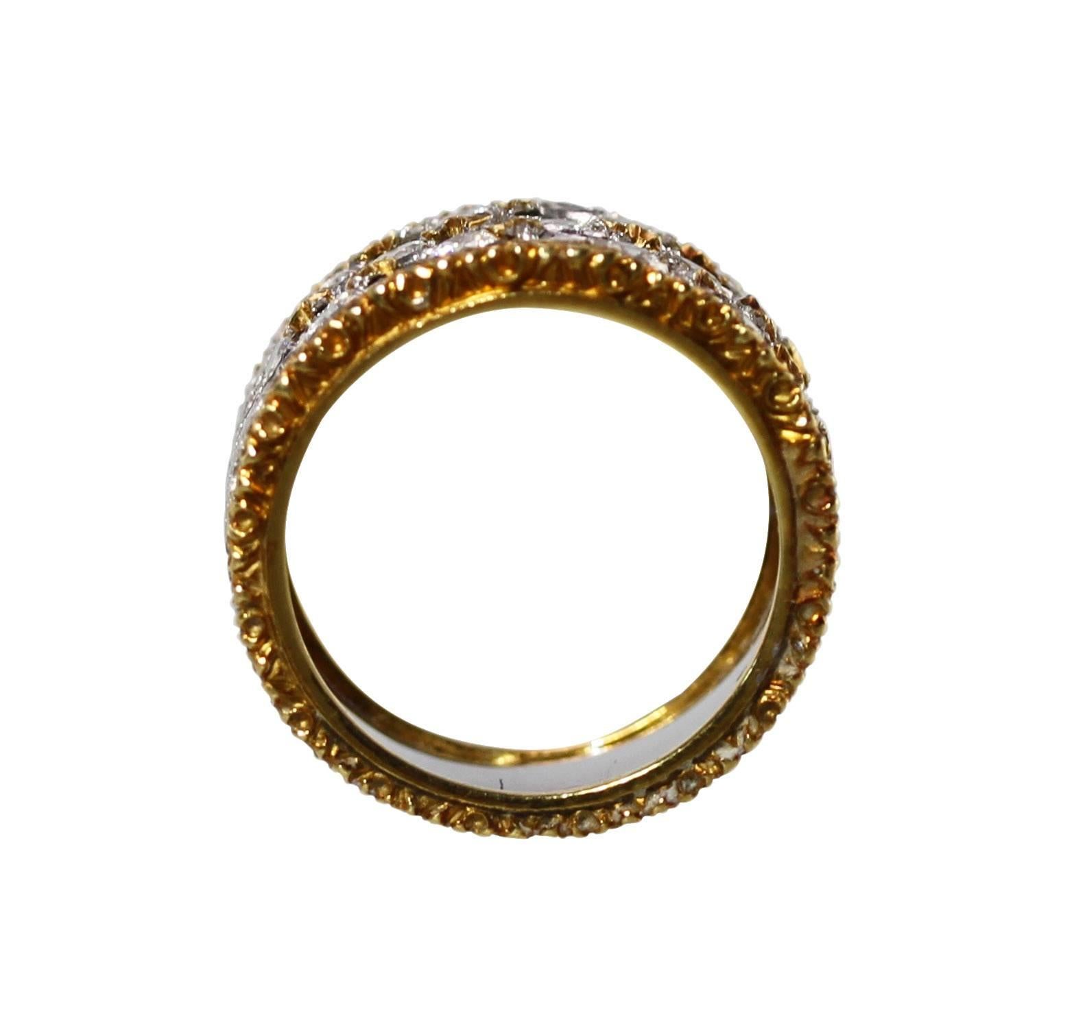 Women's or Men's Buccellati Diamond Two Color Gold Ring