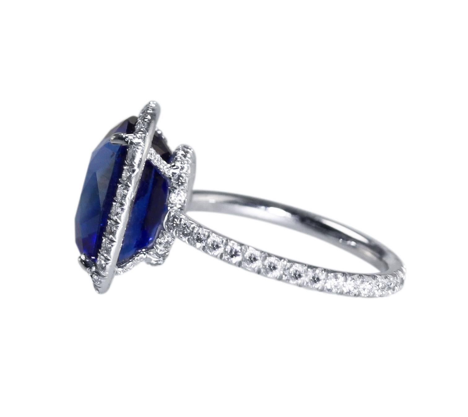 7.84 Carat AGL Certified Burma Sapphire Diamond Platinum Ring In Excellent Condition In Atlanta, GA