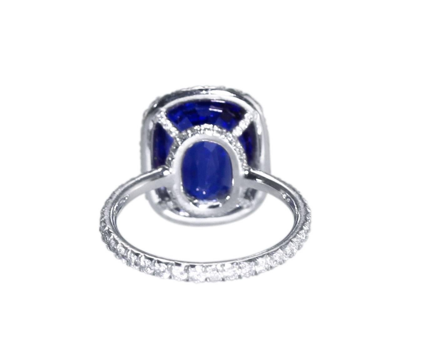 Women's or Men's 7.84 Carat AGL Certified Burma Sapphire Diamond Platinum Ring