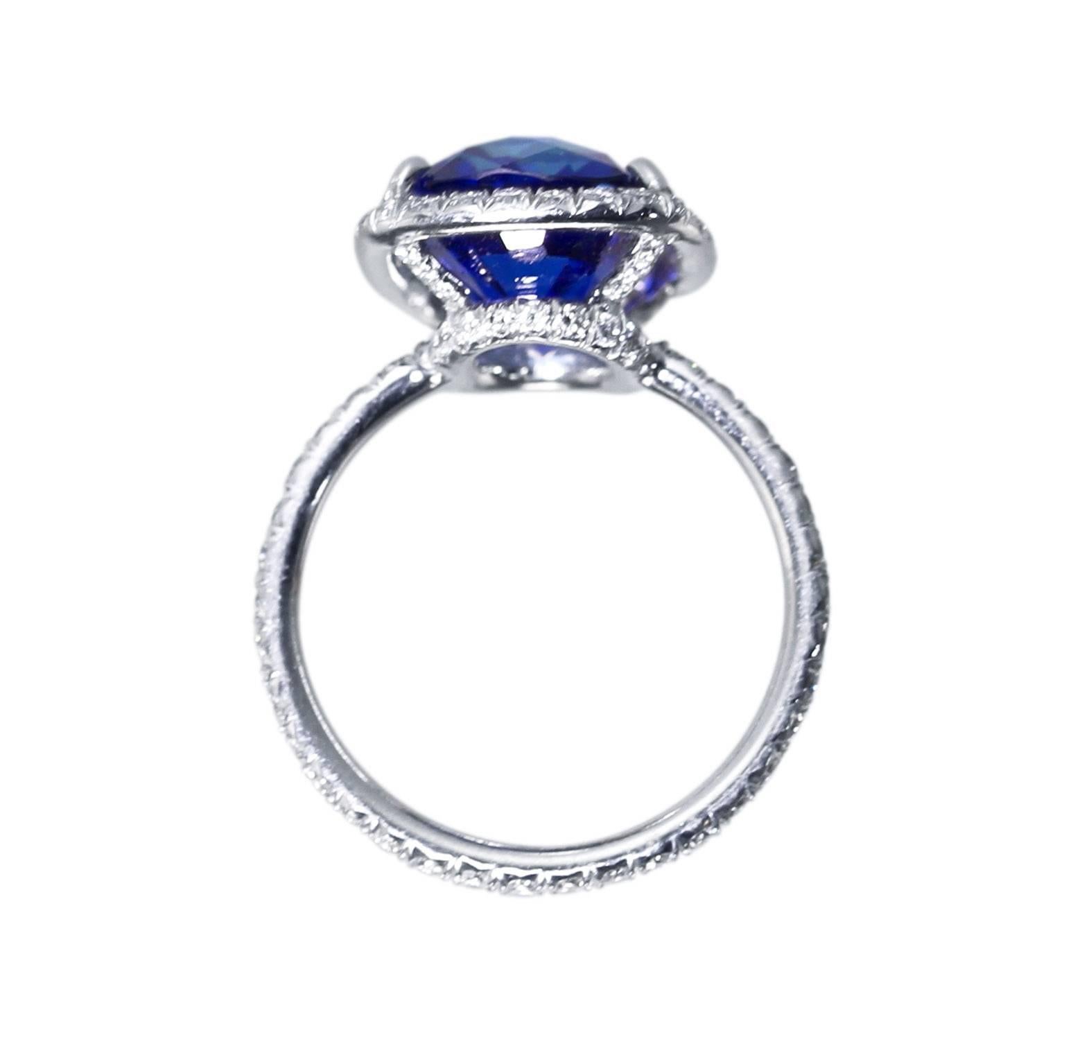 7.84 Carat AGL Certified Burma Sapphire Diamond Platinum Ring 1