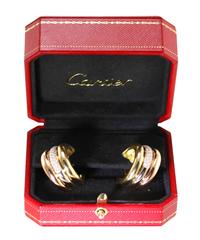 Cartier Diamond Tricolor Gold Hoop Earclips