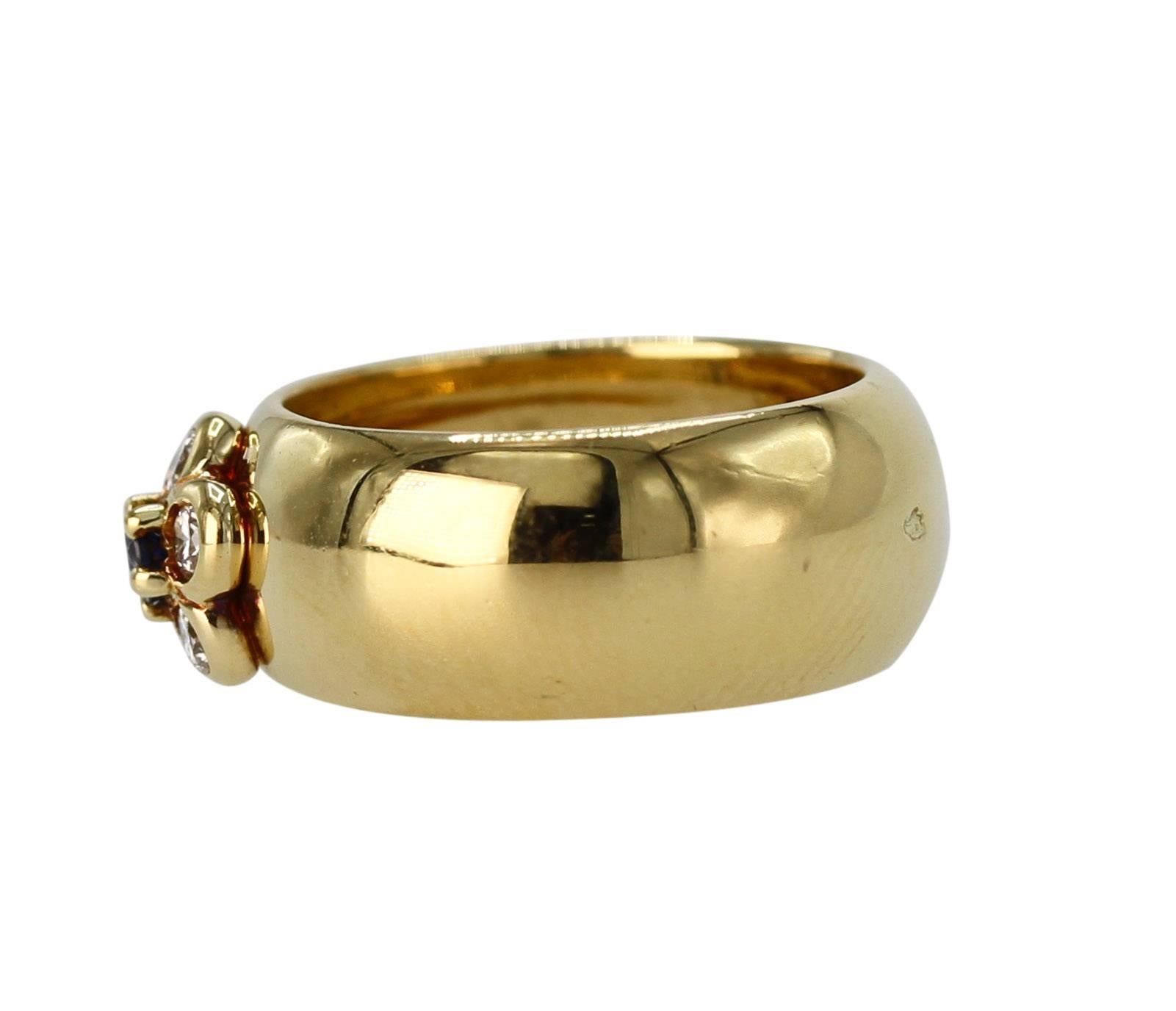 Van Cleef & Arpels Sapphire Diamond Gold Band Ring, 1970s In Excellent Condition In Atlanta, GA
