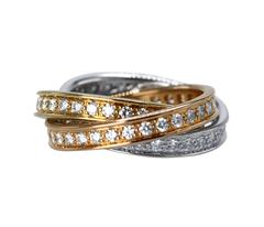 Cartier Diamond Tricolor Gold Rolling Trinity Ring