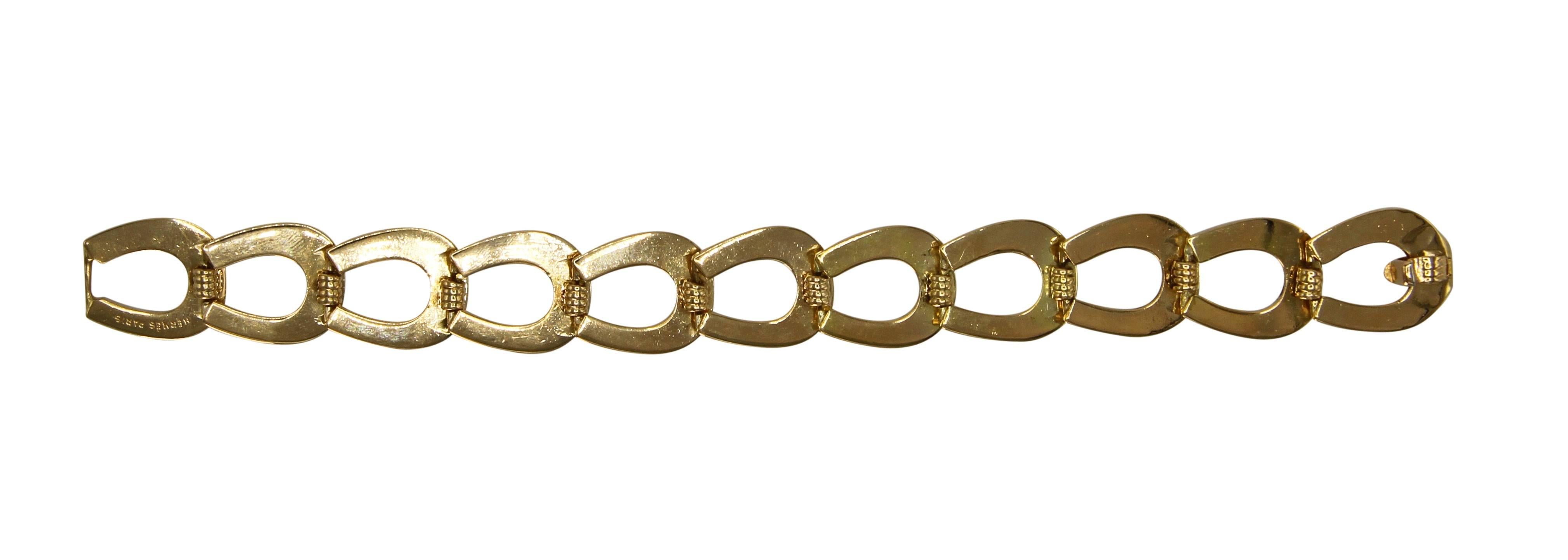 Hermès Gold Horseshoe Link Bracelet In Excellent Condition In Atlanta, GA
