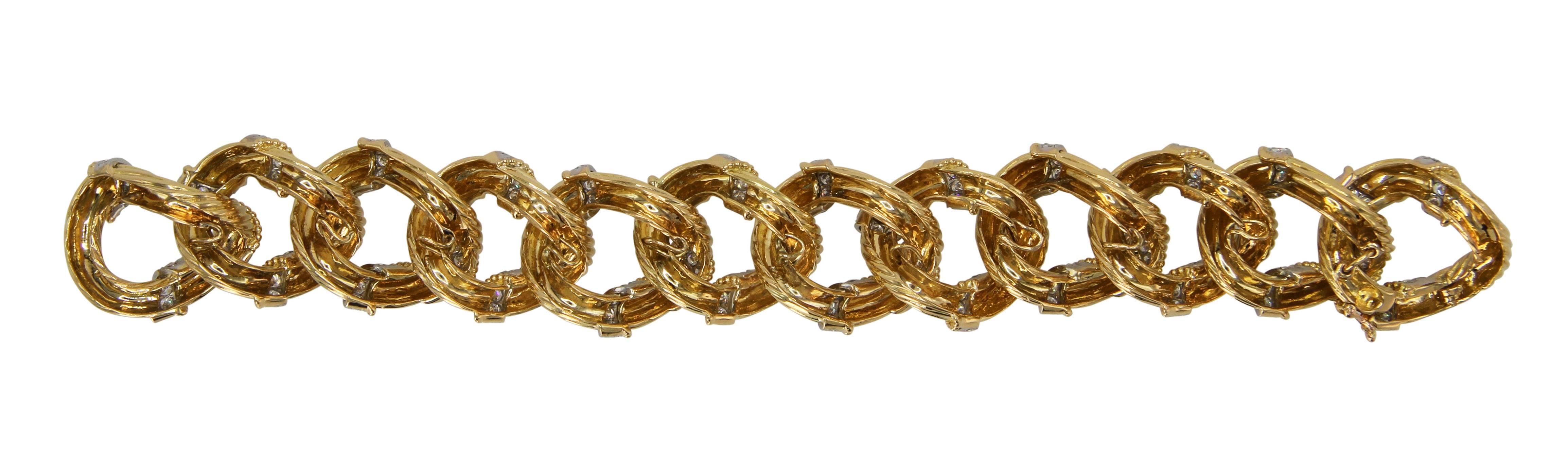 Women's or Men's 1960s Van Cleef & Arpels Diamond and Gold Bracelet